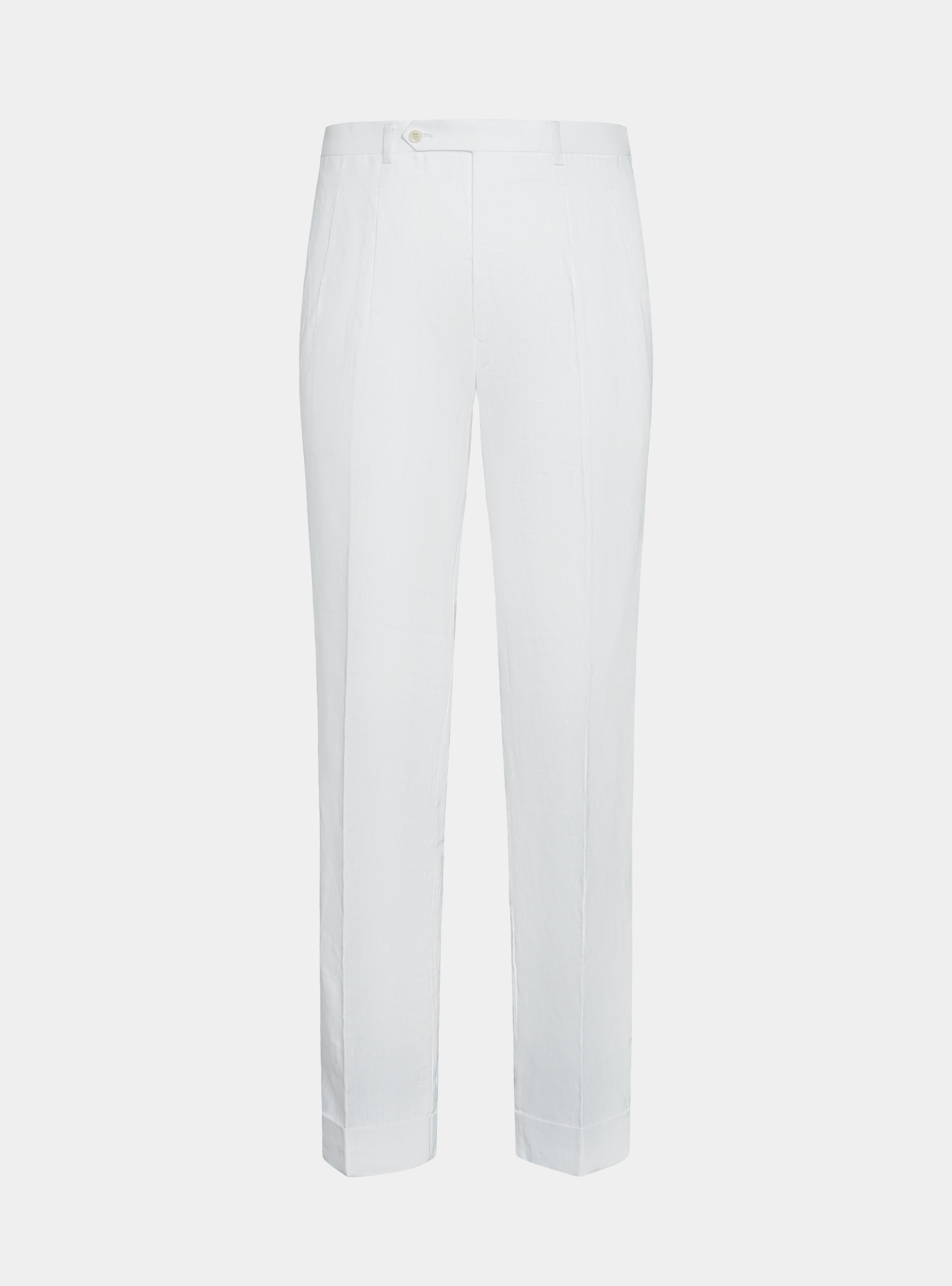 Pure linen double pleat trousers, WHITE