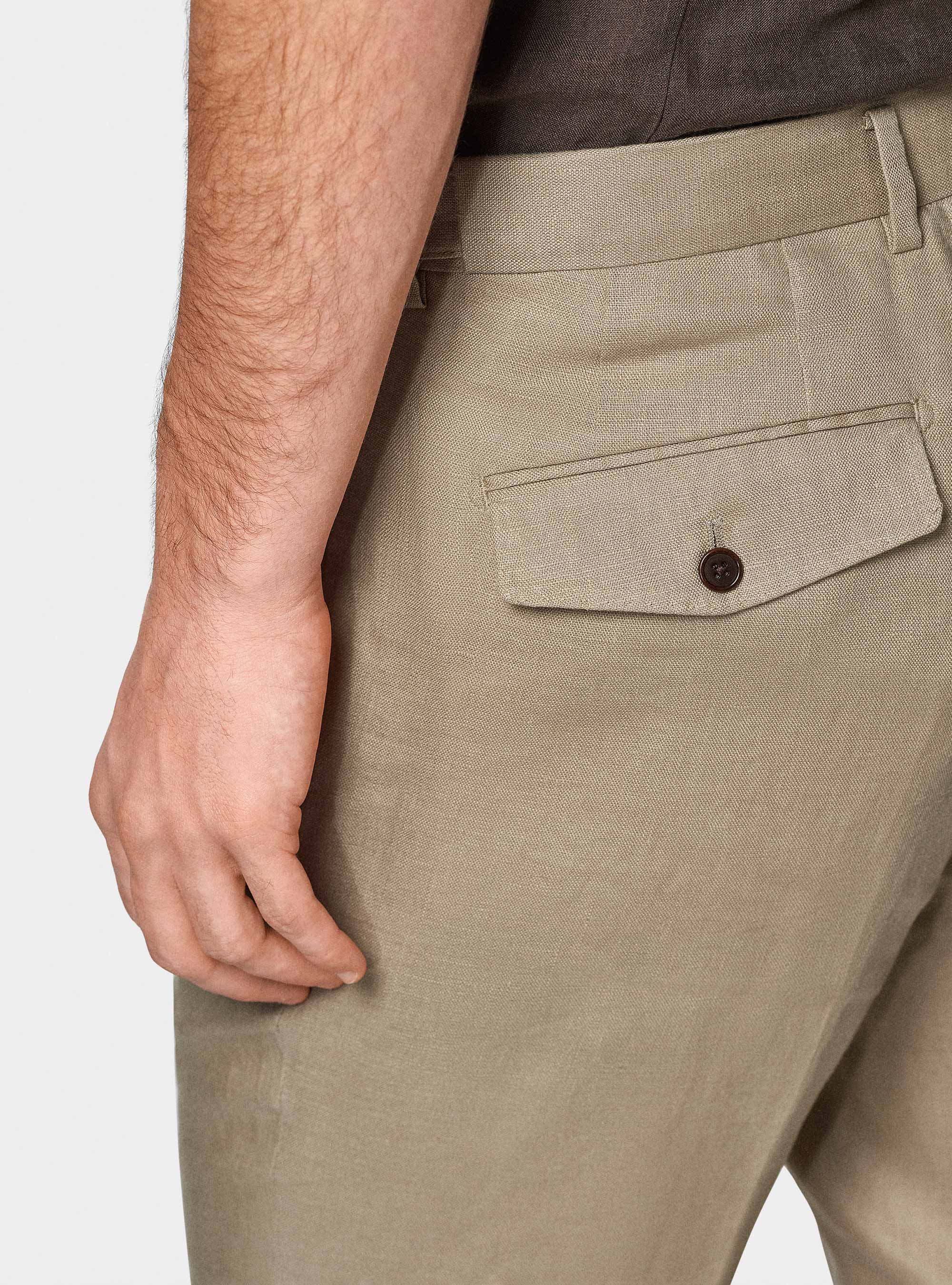 Pure linen double pleat trousers, MUD