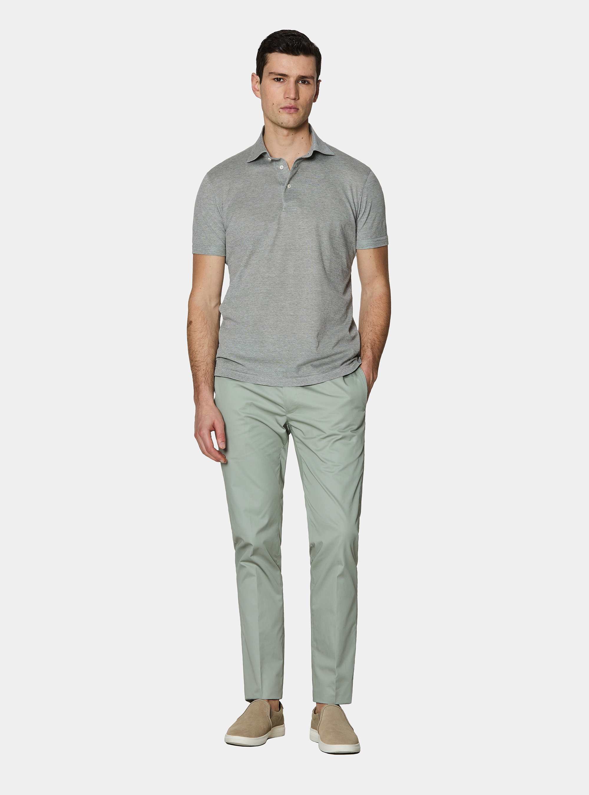 Polo en piqu&eacute; extensible GT01, VERDE SALVIA 0604C