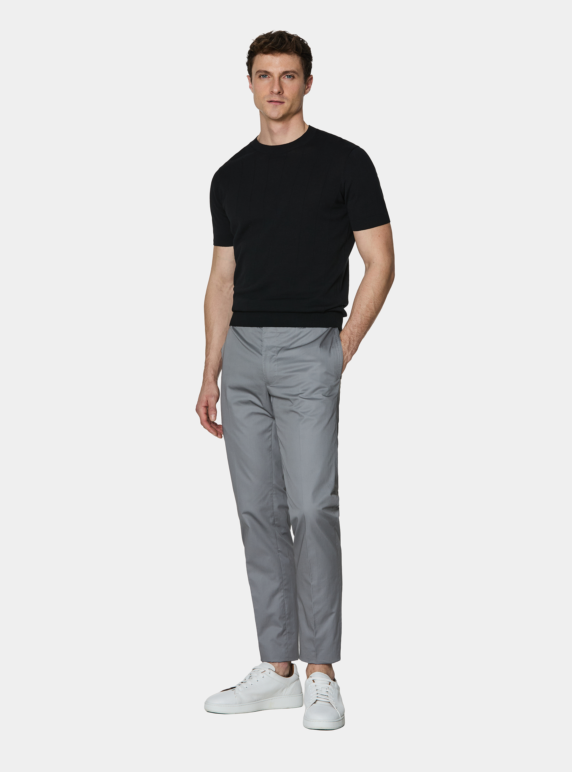Lightweight twill slim fit chino trousers, GREY