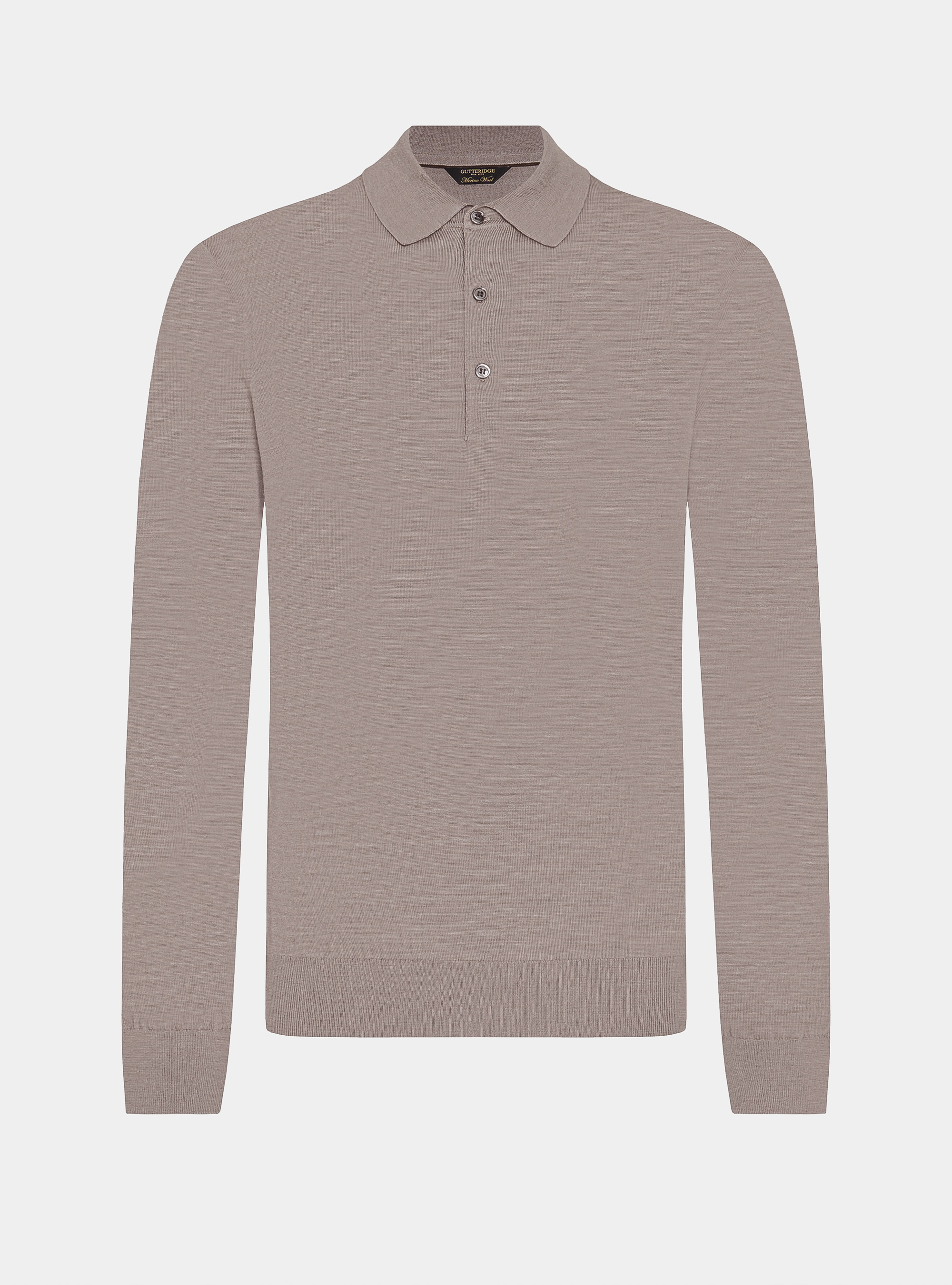 Extra-fine merino wool polo shirt, MUD