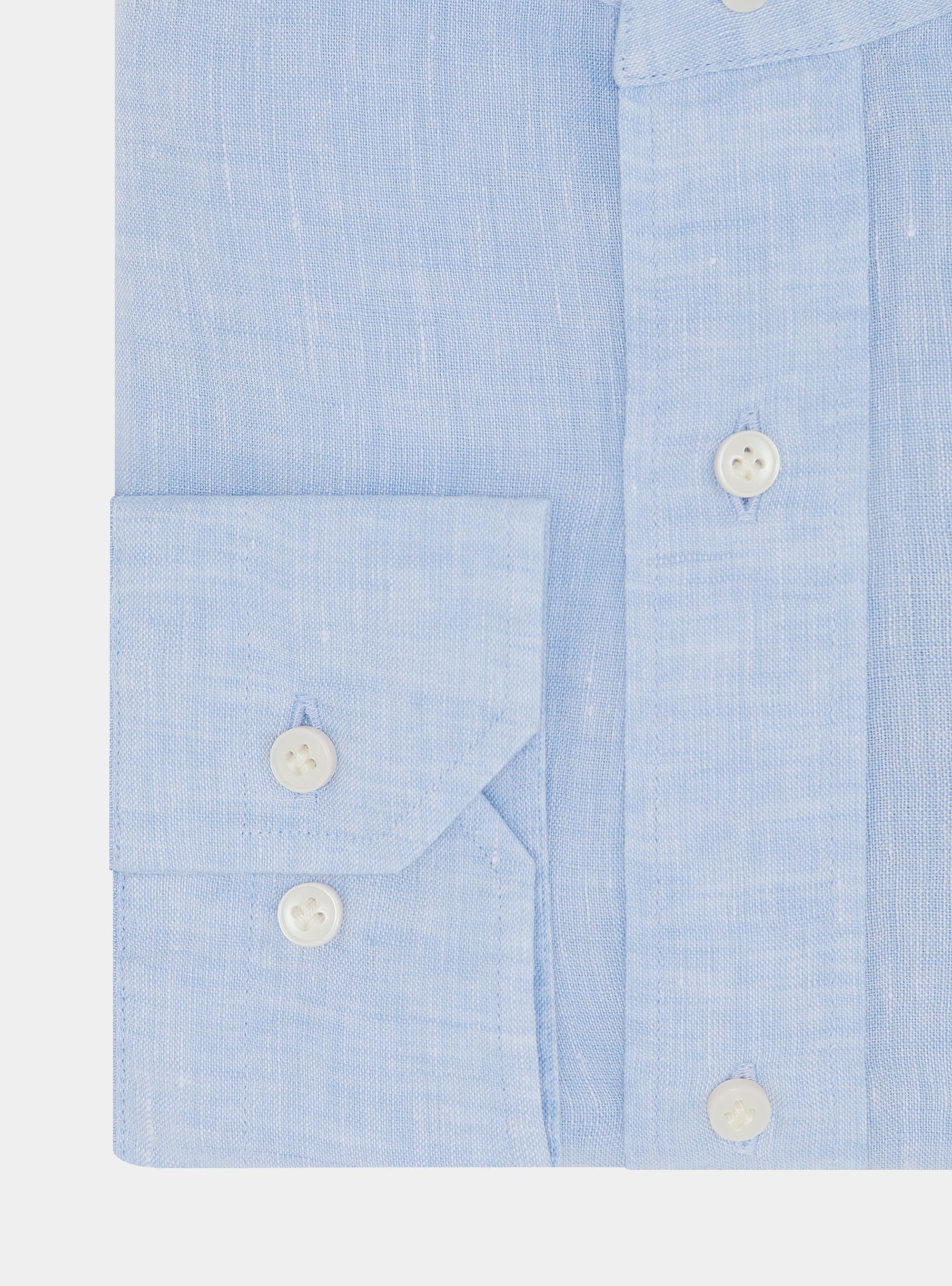Camicia coreana in puro lino, AZZURRO