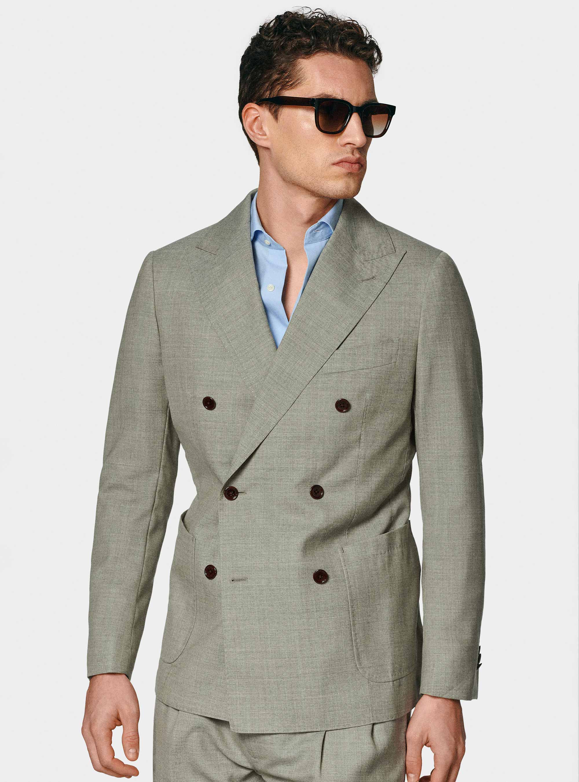 Giacca doppiopetto in pura lana Vitale Barberis Canonico, ECRU
