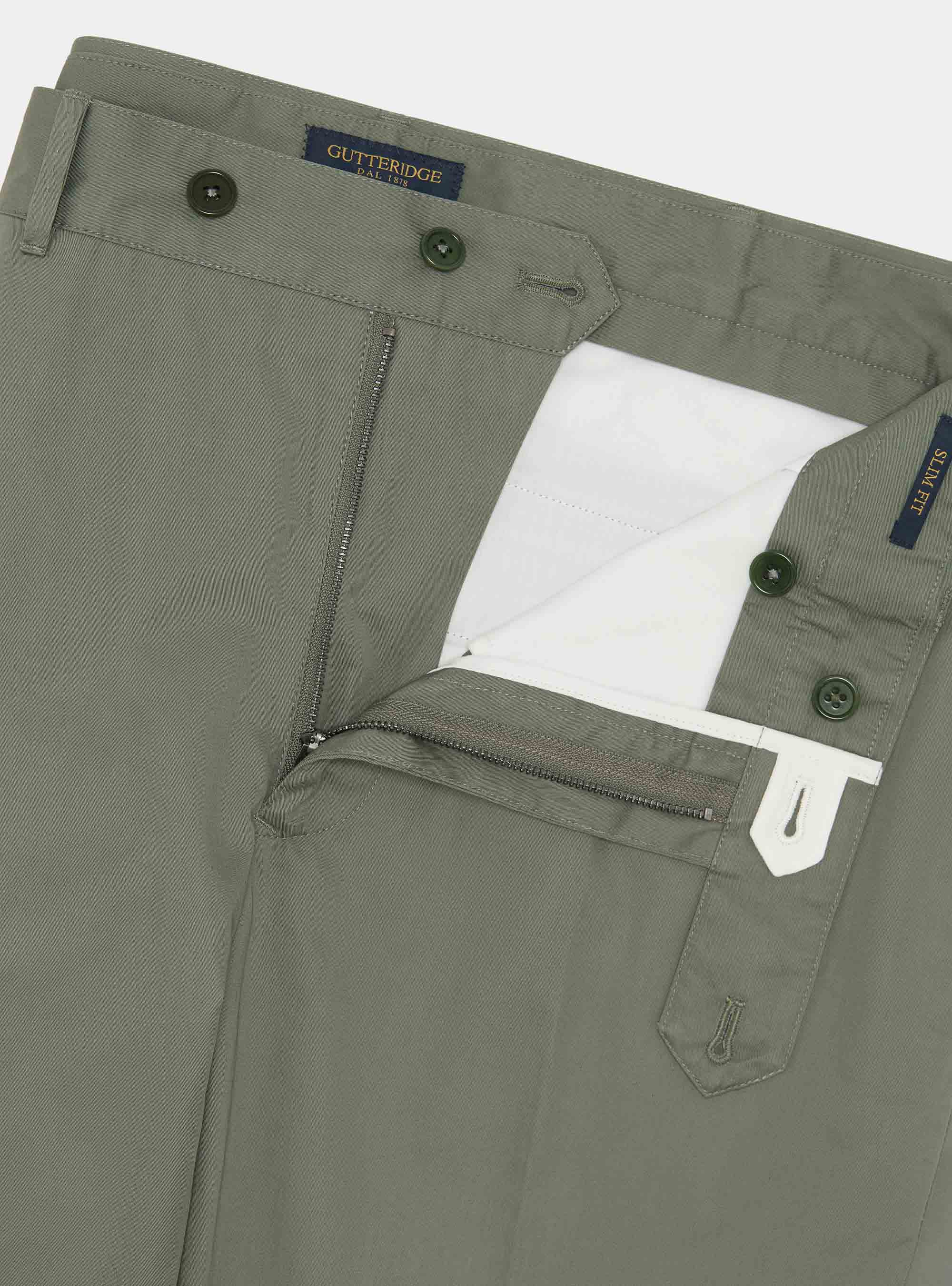Lightweight twill slim fit chino trousers, SALVIA 0602C