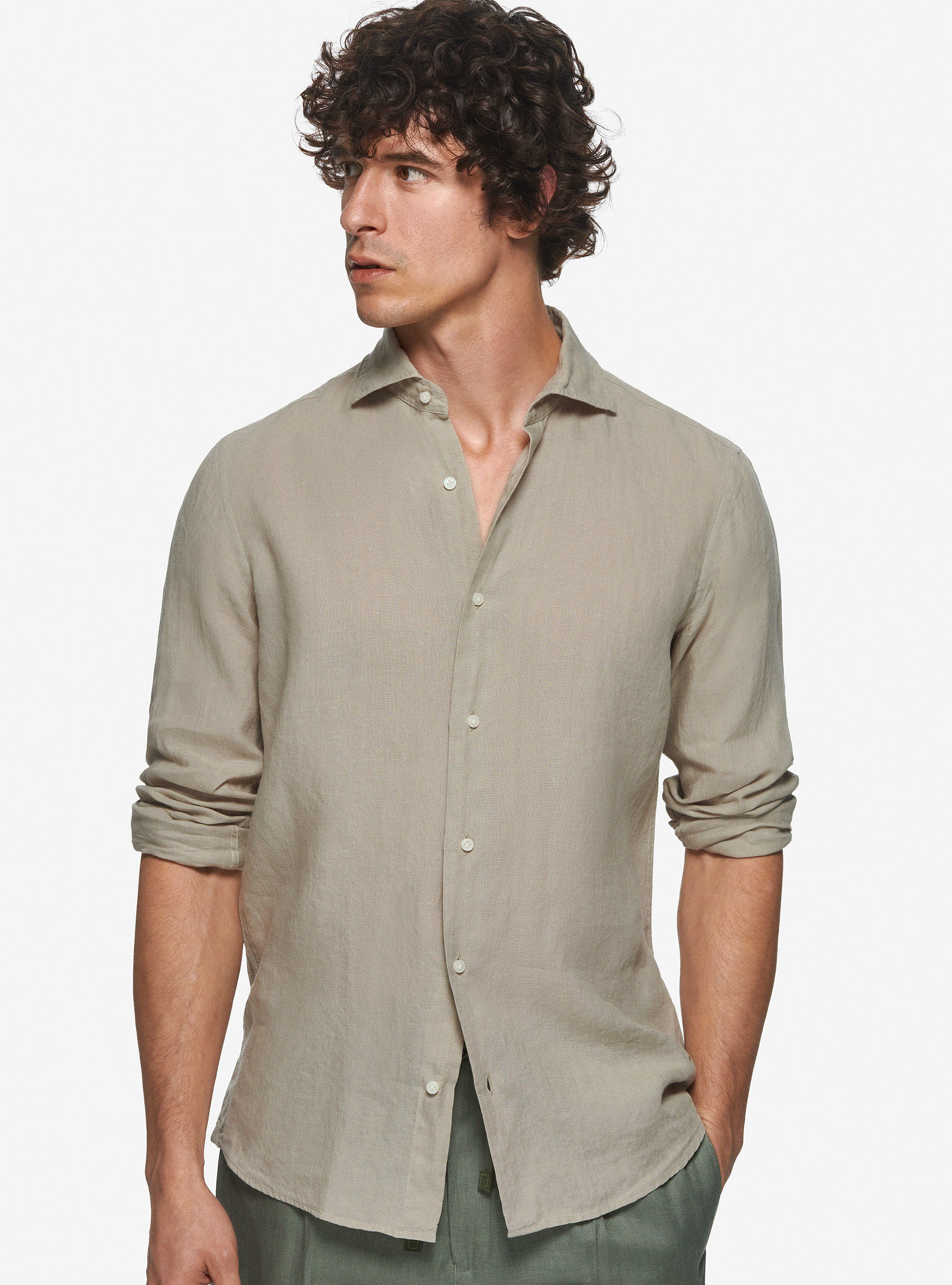 Camicia in puro lino, SABBIA