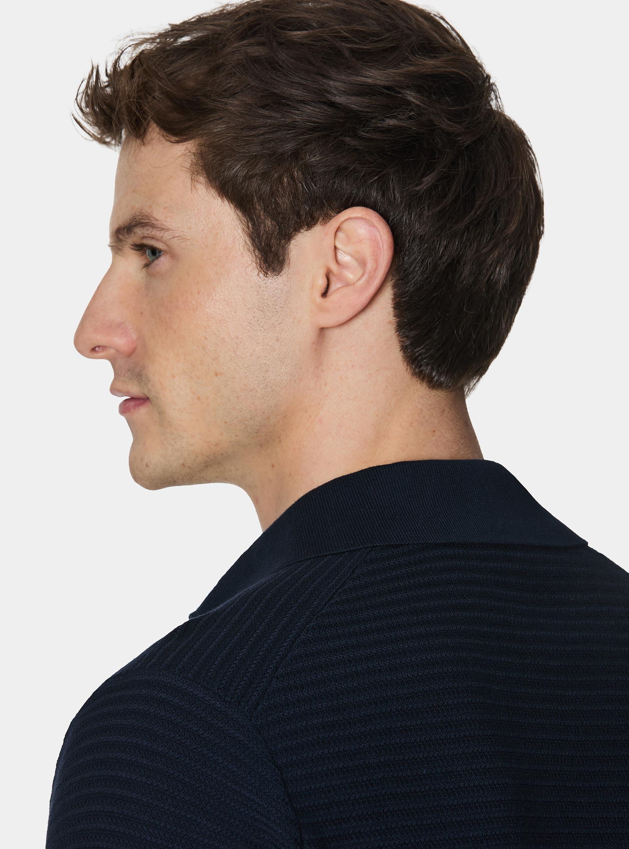 Strickpullover aus strukturierter Baumwolle, NAVY 0218C