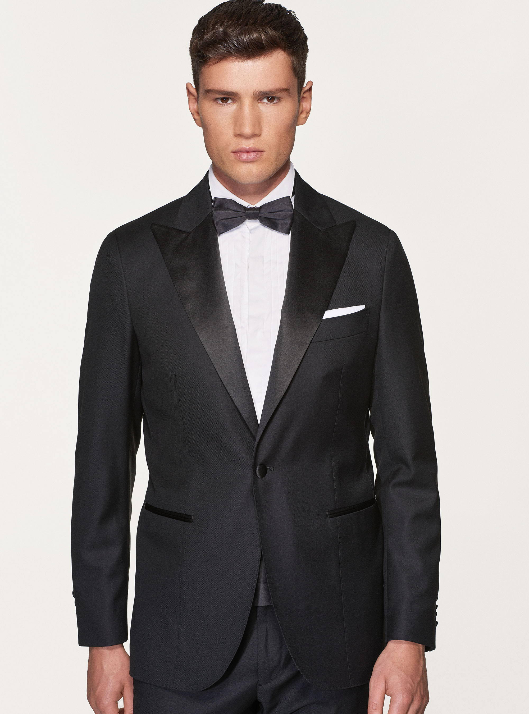 Pure superfine wool 110's Vitale Barberis Canonico tuxedo blazer, BLACK