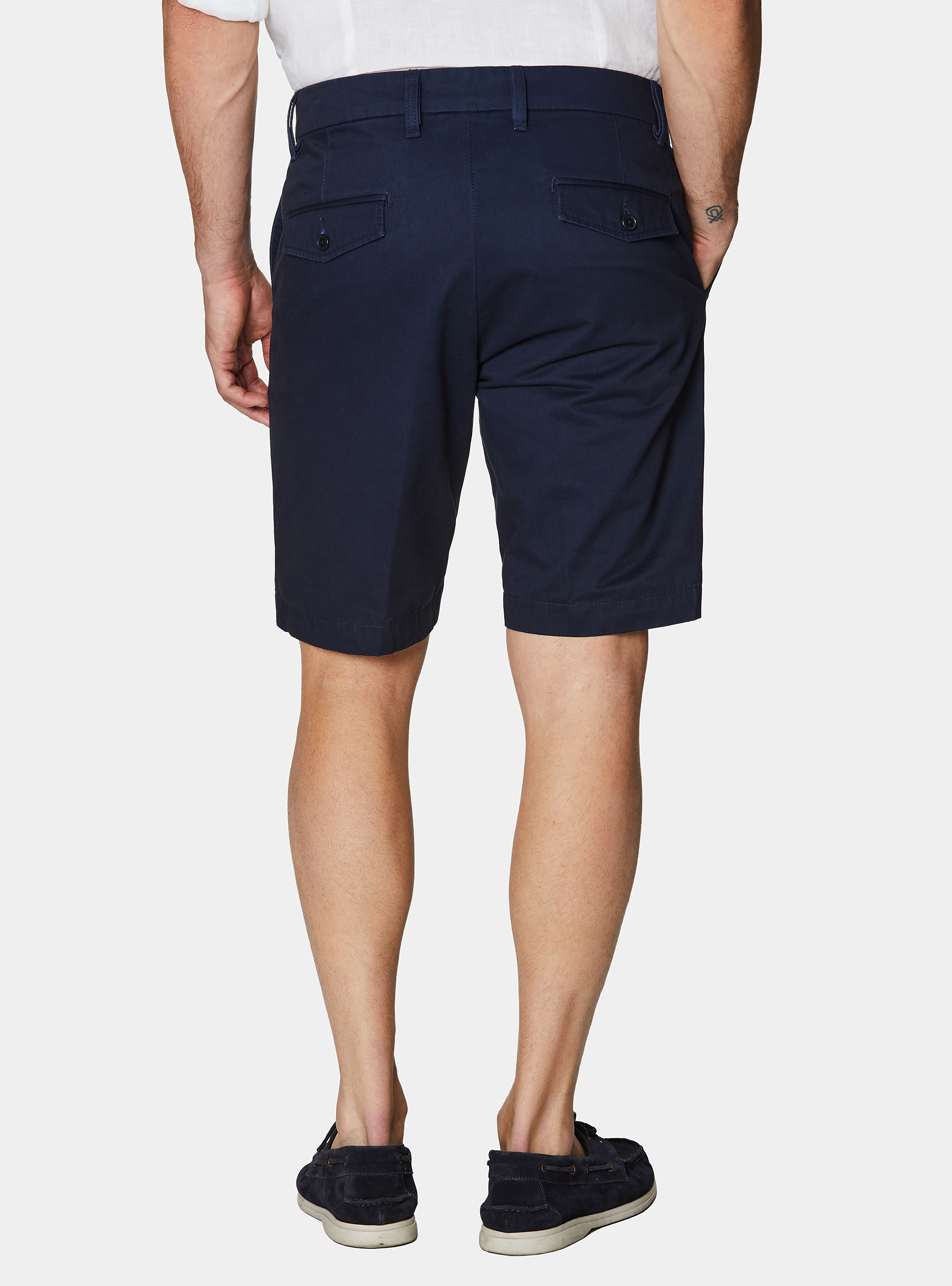 Bermuda chino en twill de coton, BLEU MARINE