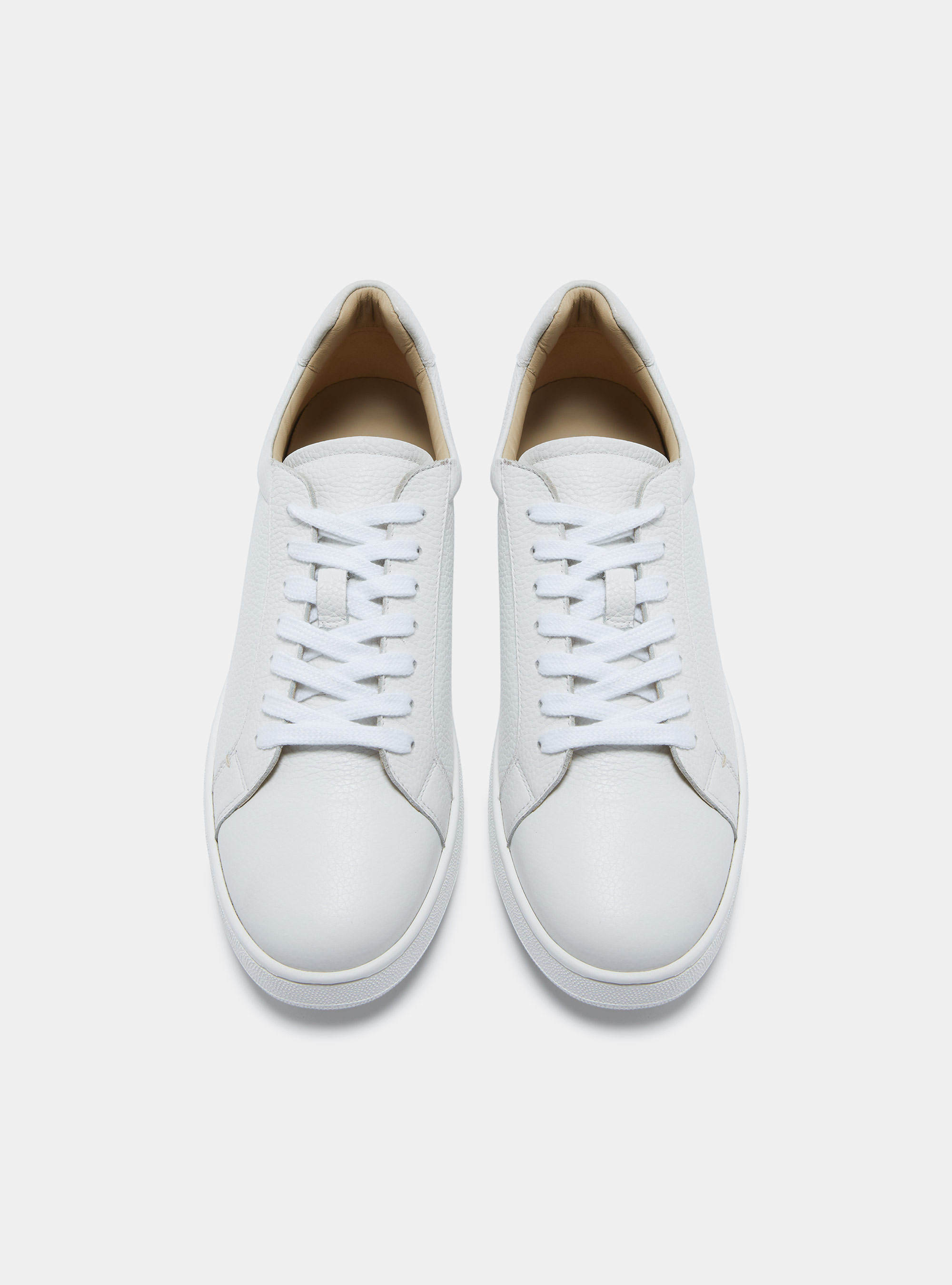 Grained nappa sneakers, WHITE