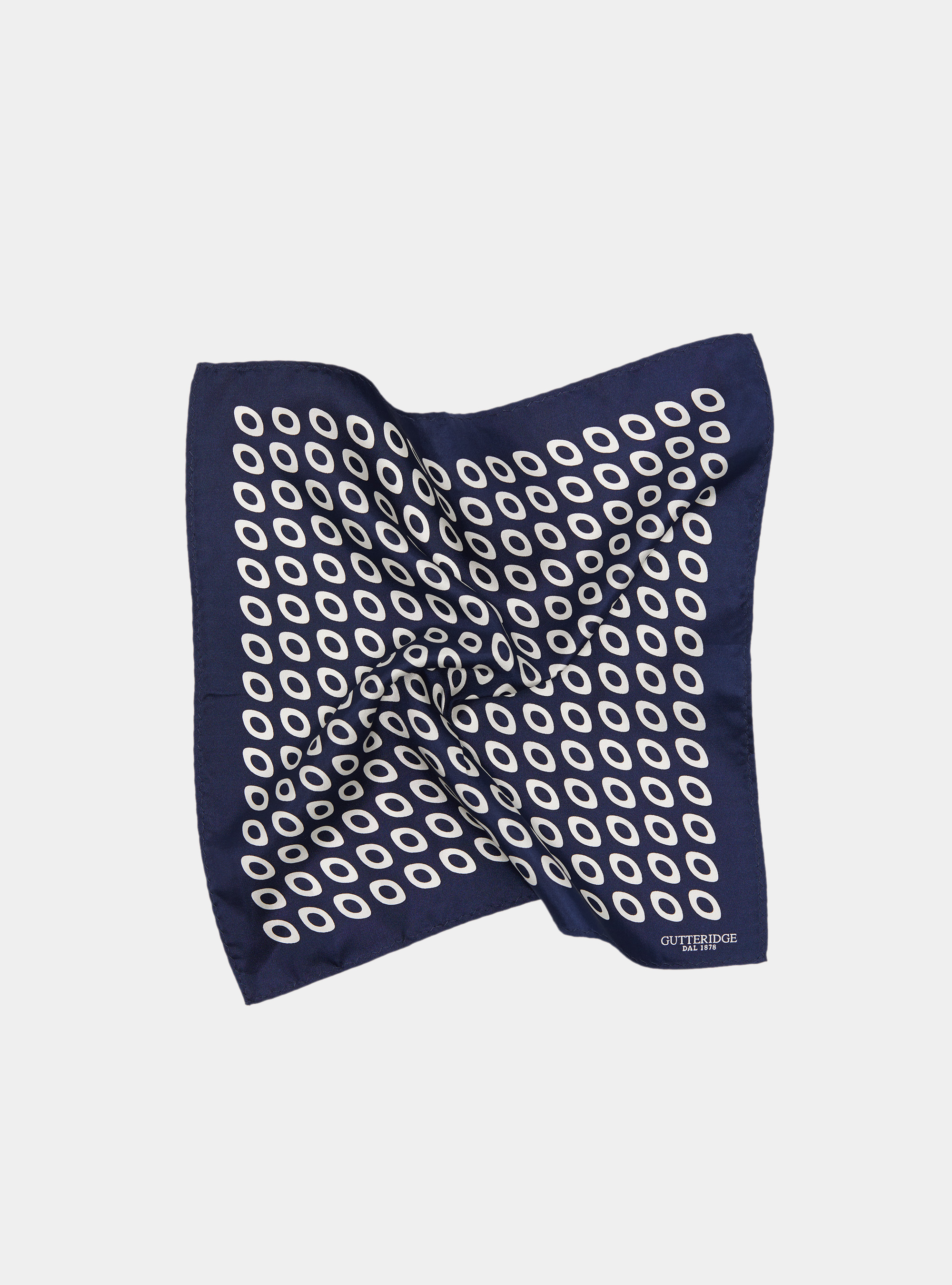 Printed silk optical pocket square, NAVY BLUE