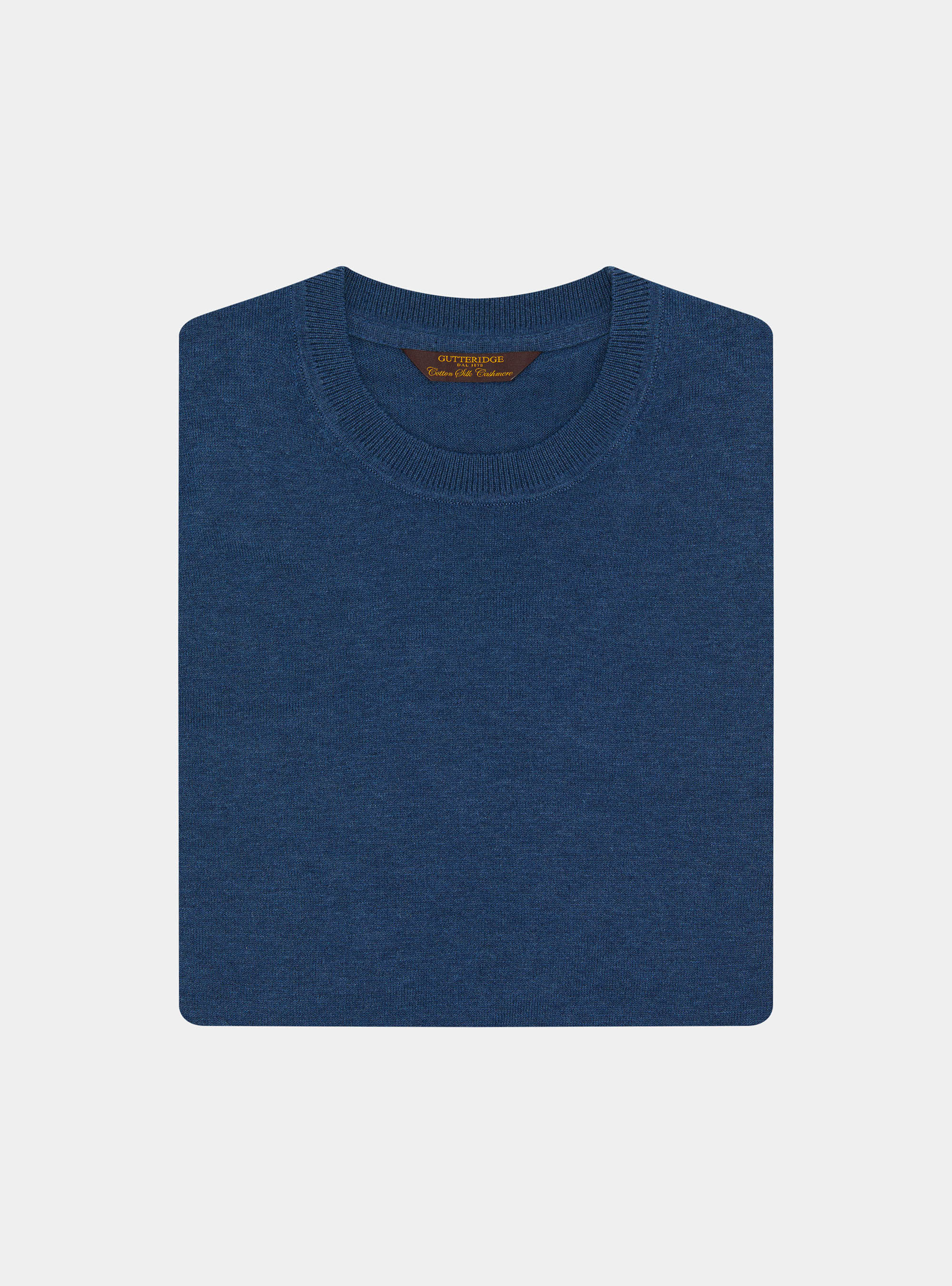 Cotton silk and cashmere crew neck sweater, INK