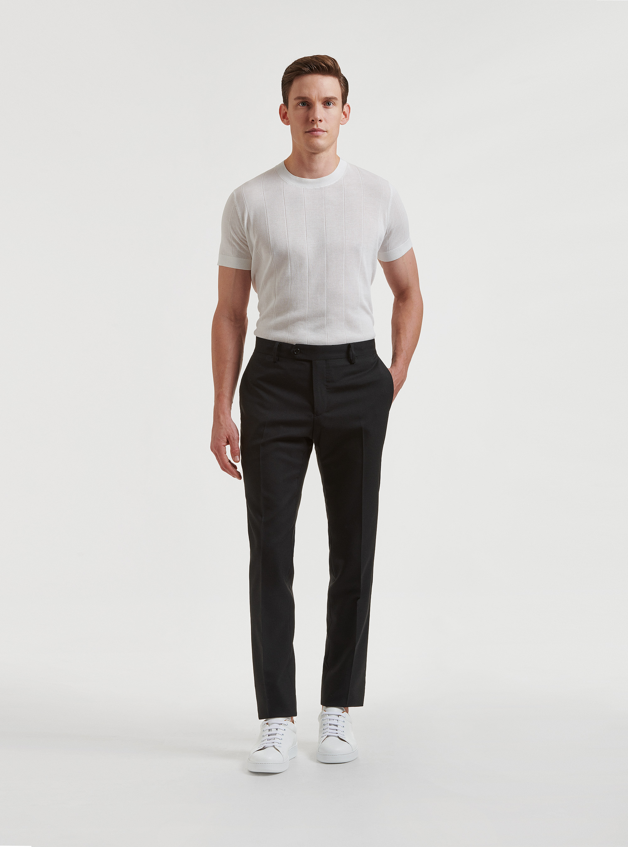 Pure wool suit trousers Vitale Barberis Canonico, BLACK
