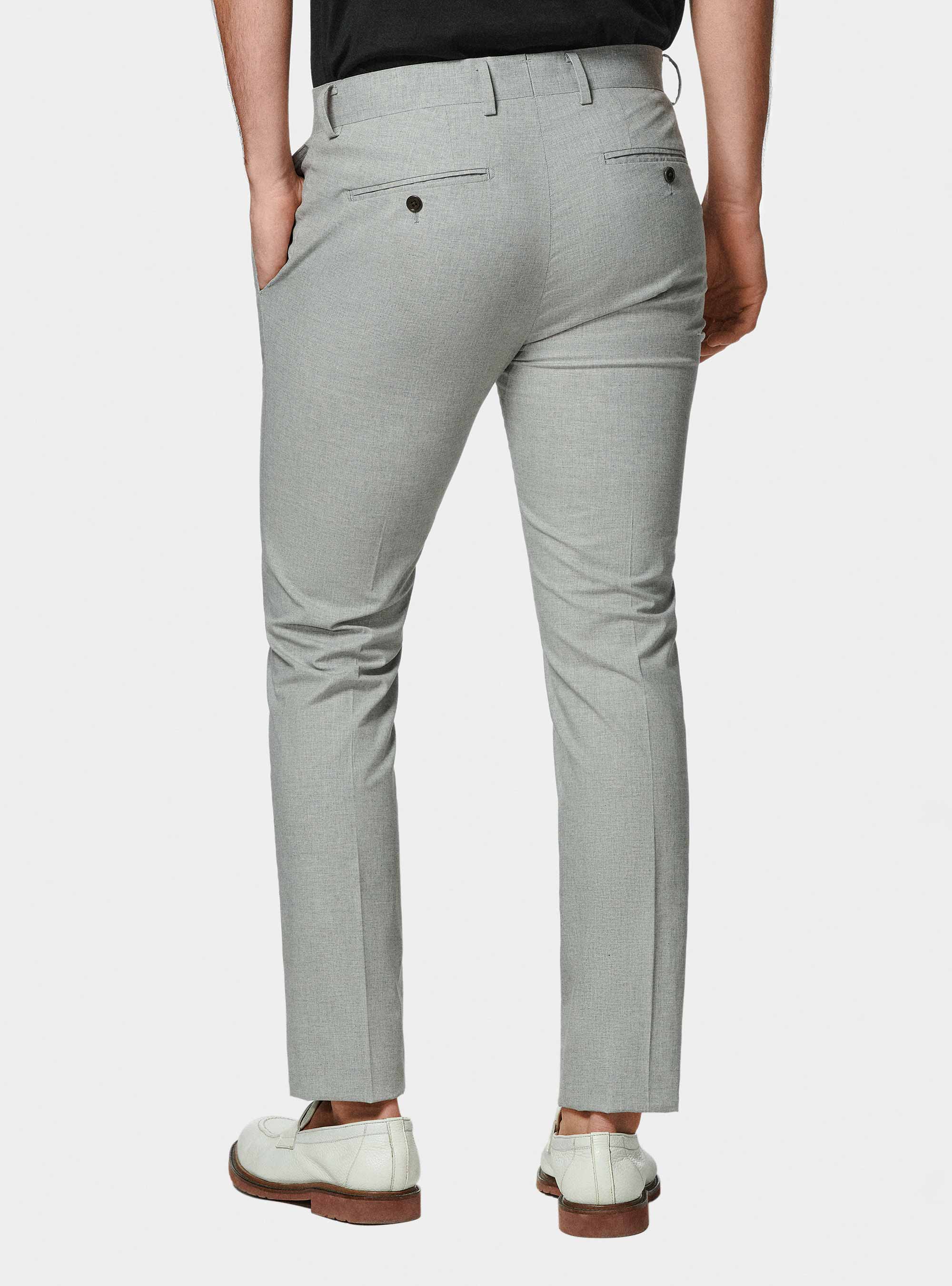 Graue Kleidungshose aus Stretch-Baumwolle, GRIGIO MELANGE 0151C