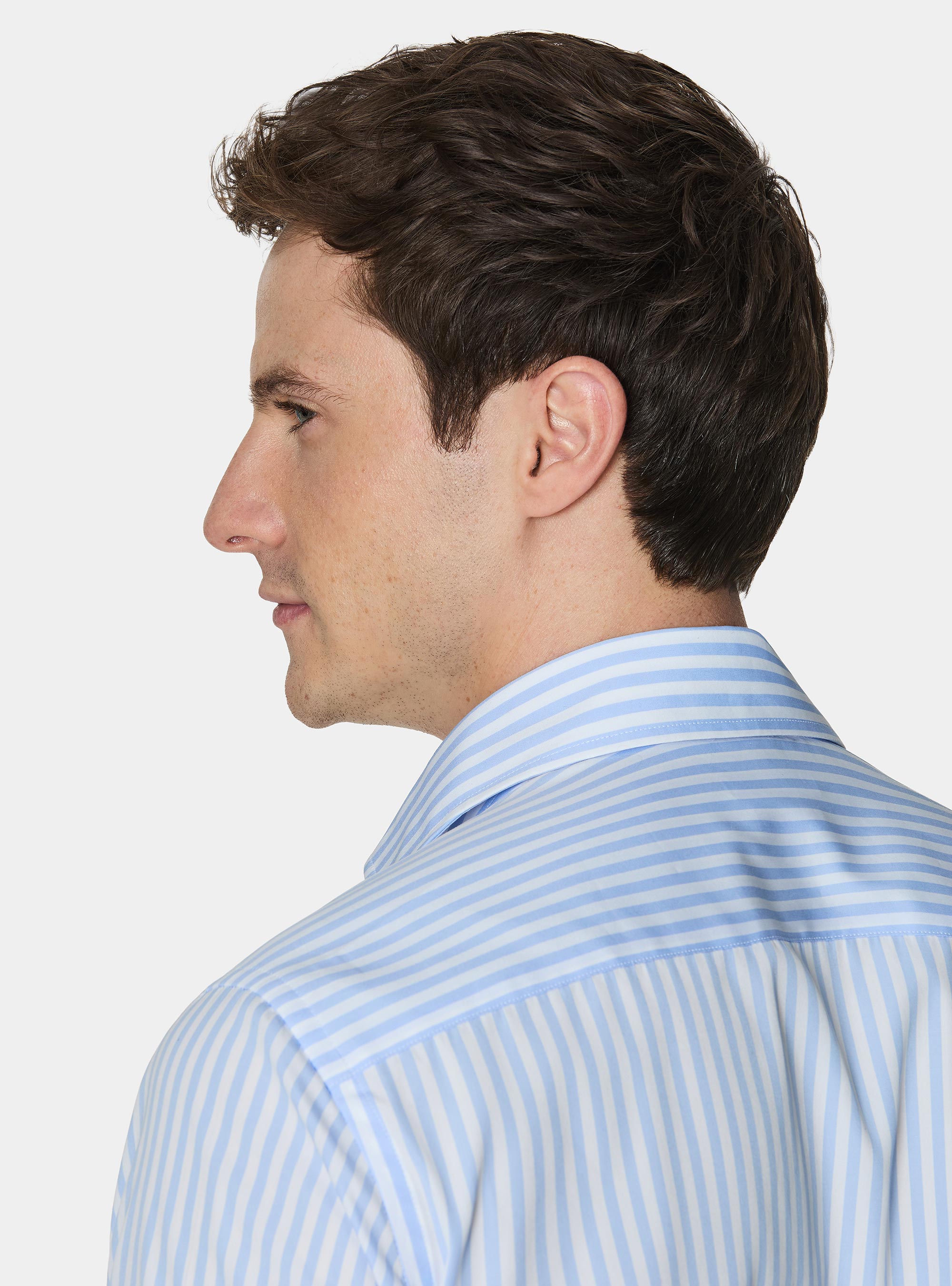 Wide-striped cotton poplin shirt, LIGHT BLUE
