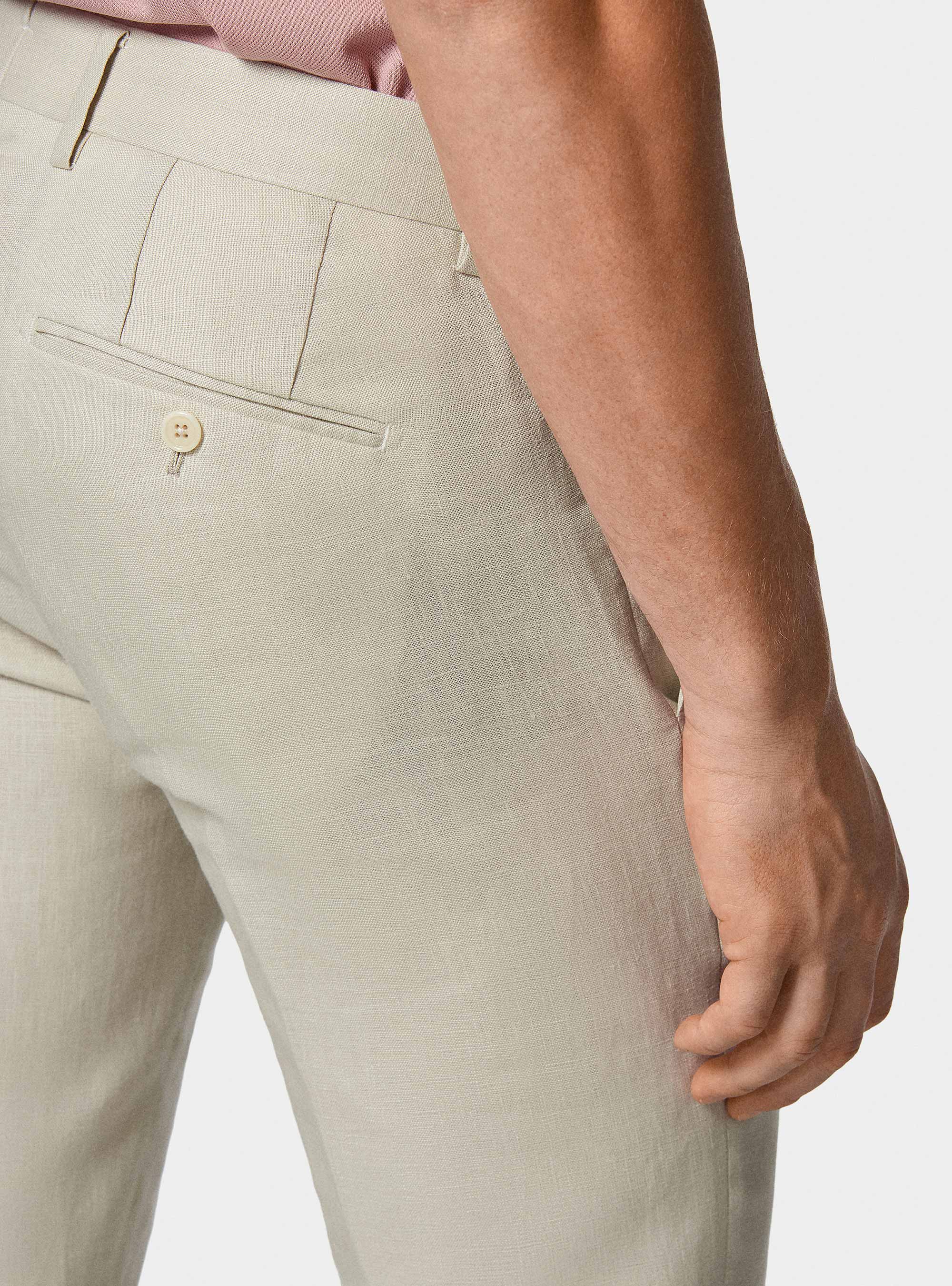 Pantaloni abito in puro lino, ECRU