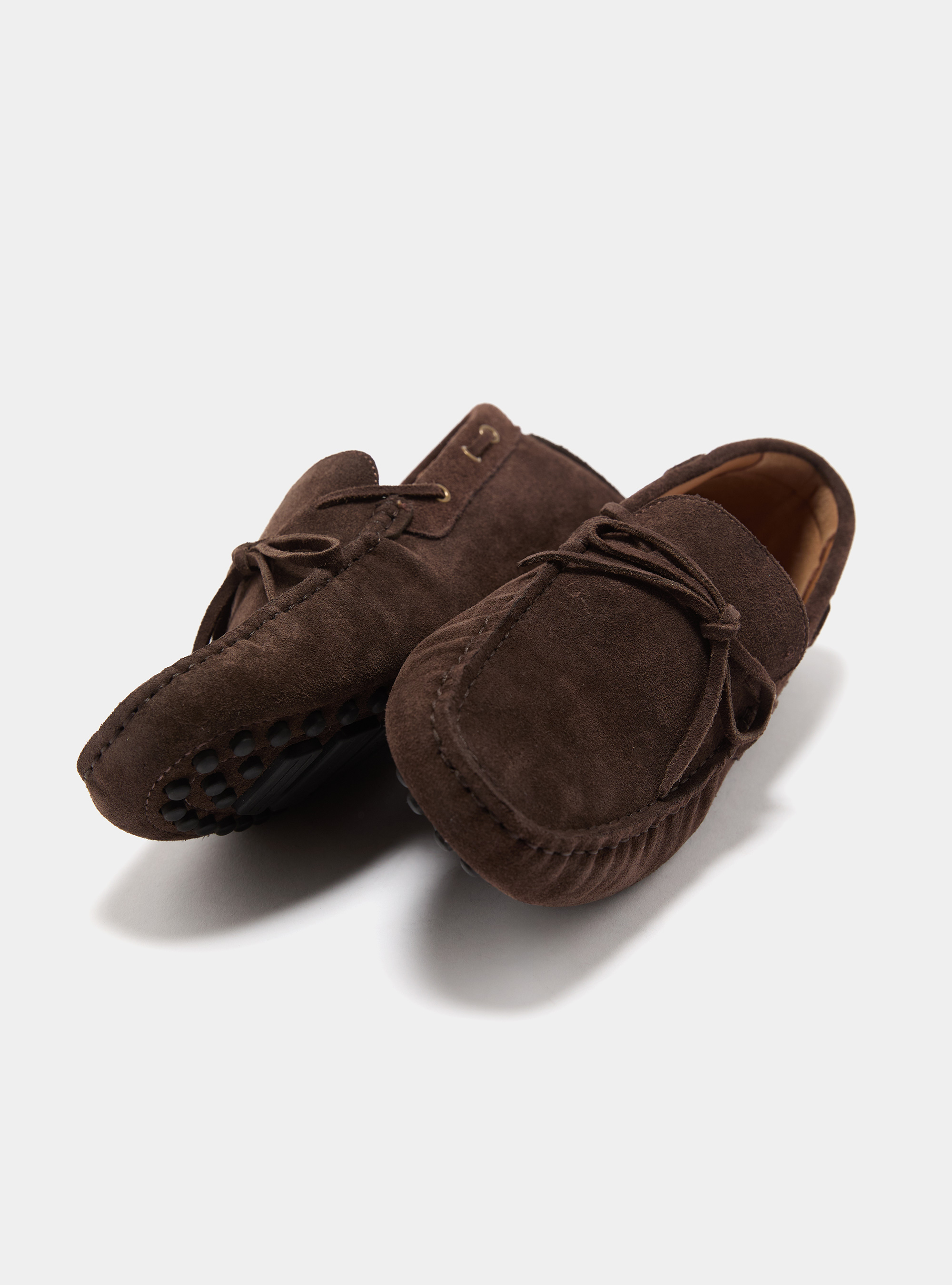 Suede boat loafers, BROWN