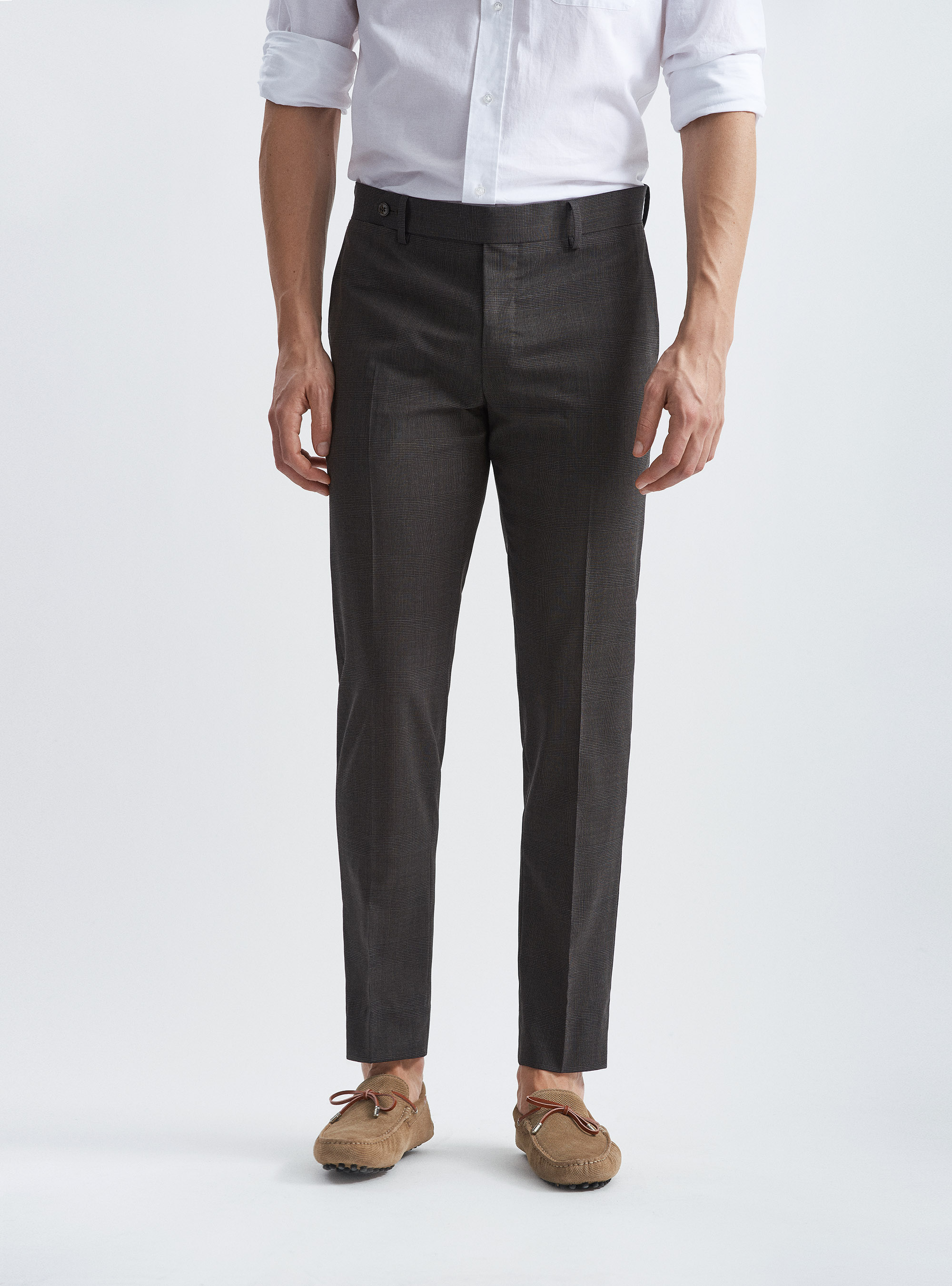 Prince of Wales suit trousers in pure wool Marlane, BROWN
