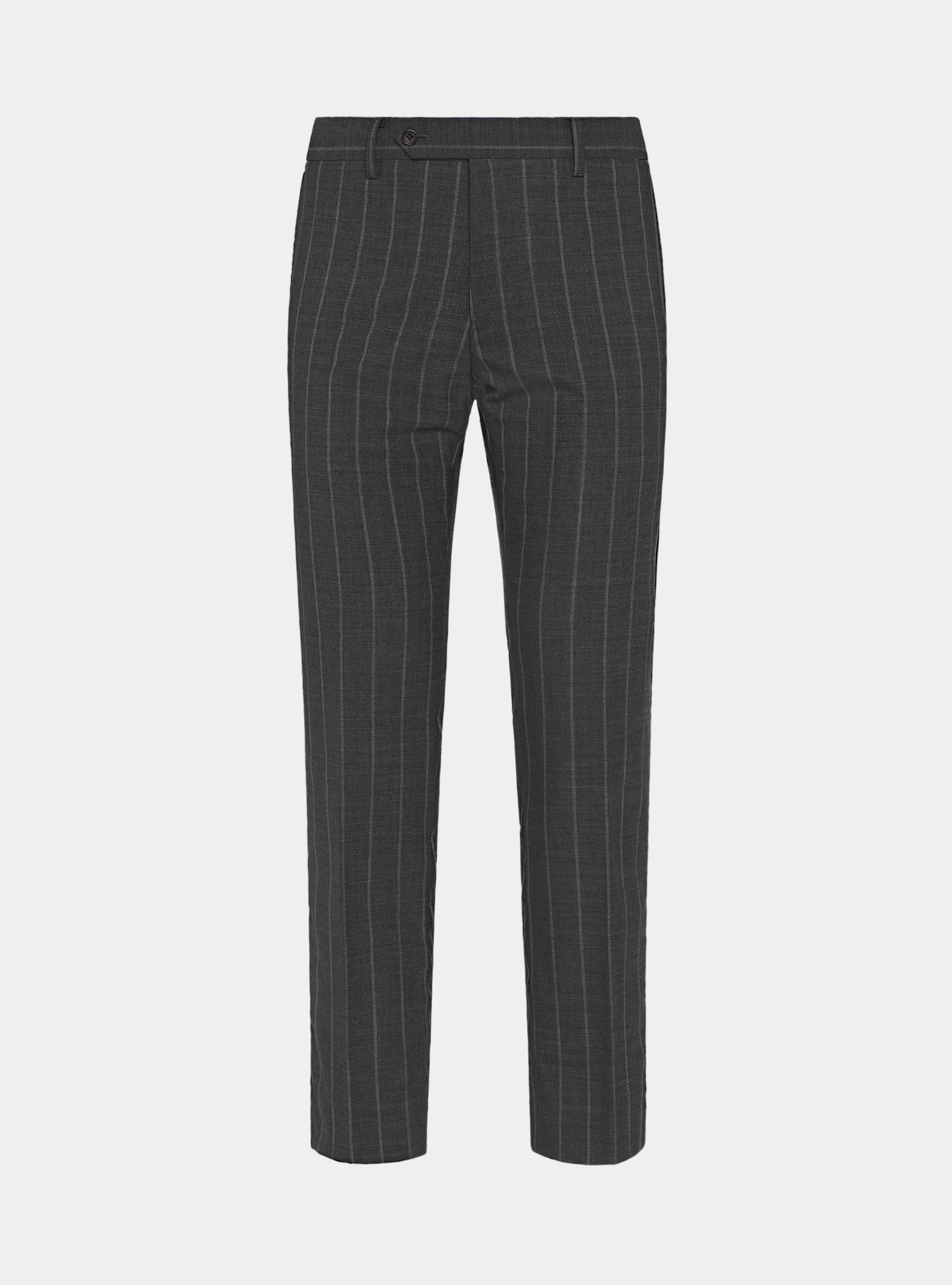 Pantaloni marroni in pura lana gessata, FANGO