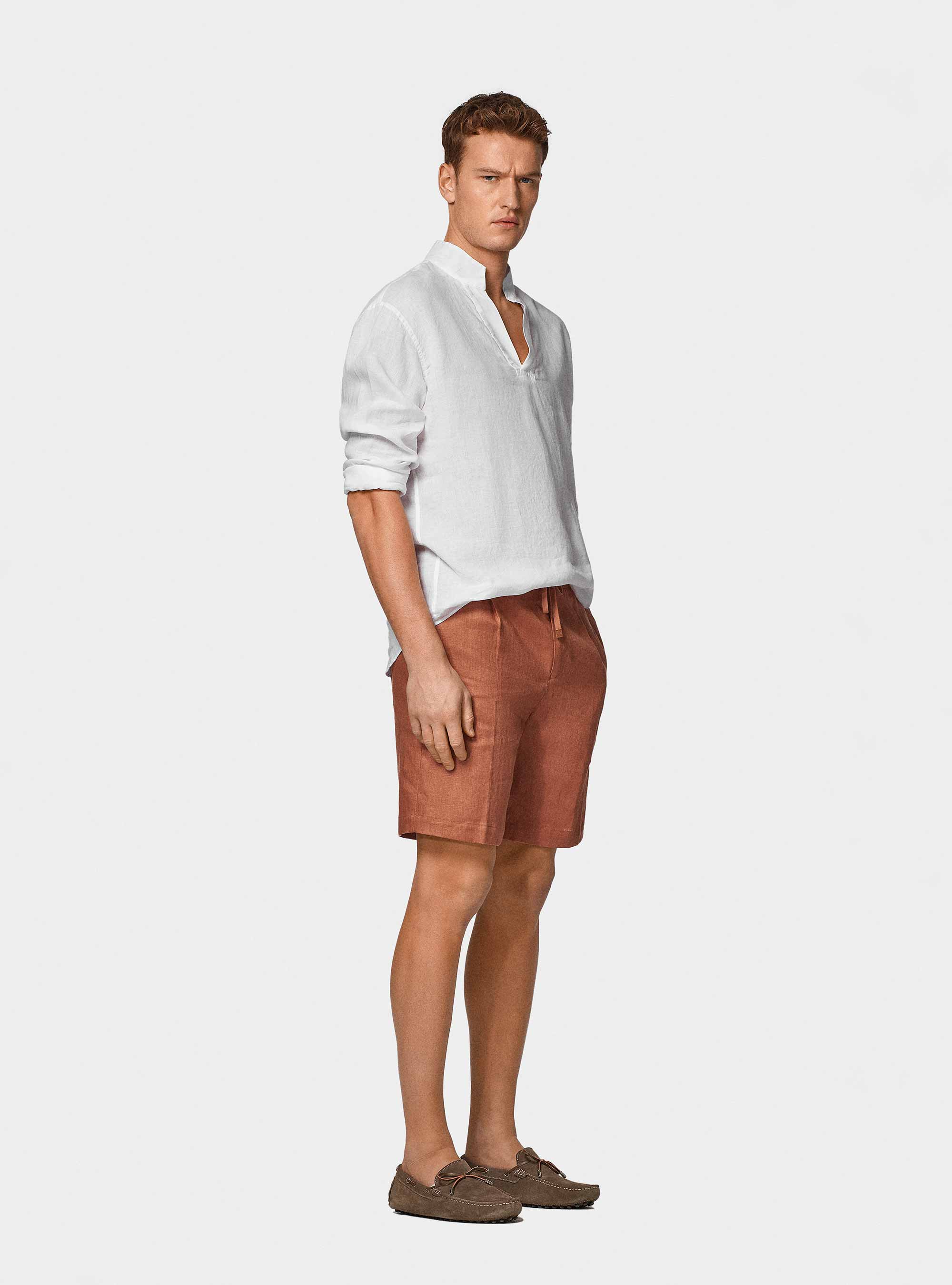 Chemise cor&eacute;enne en pur lin, BLANC