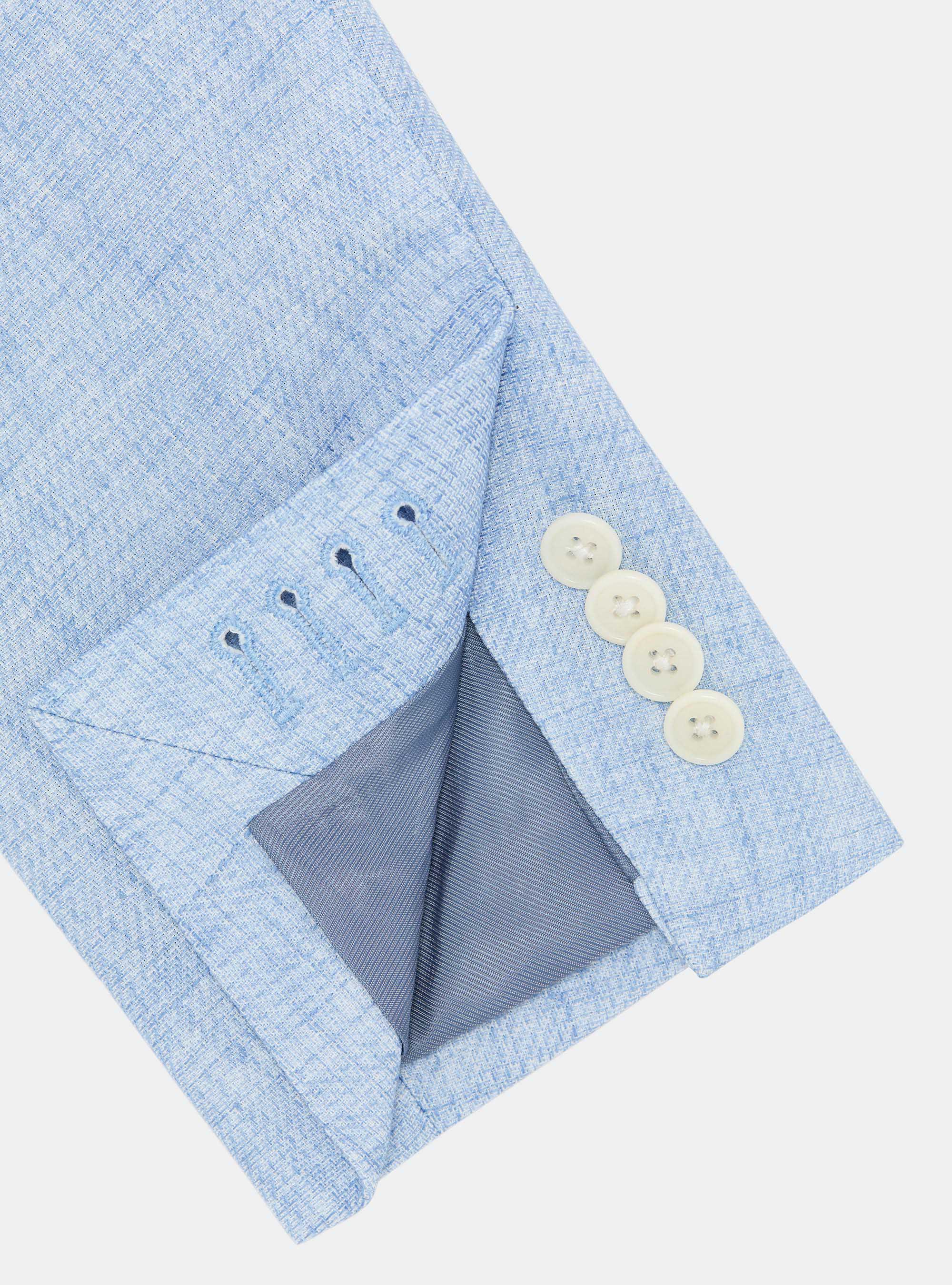 Blazer in cotton and slubbed linen, LIGHT BLUE