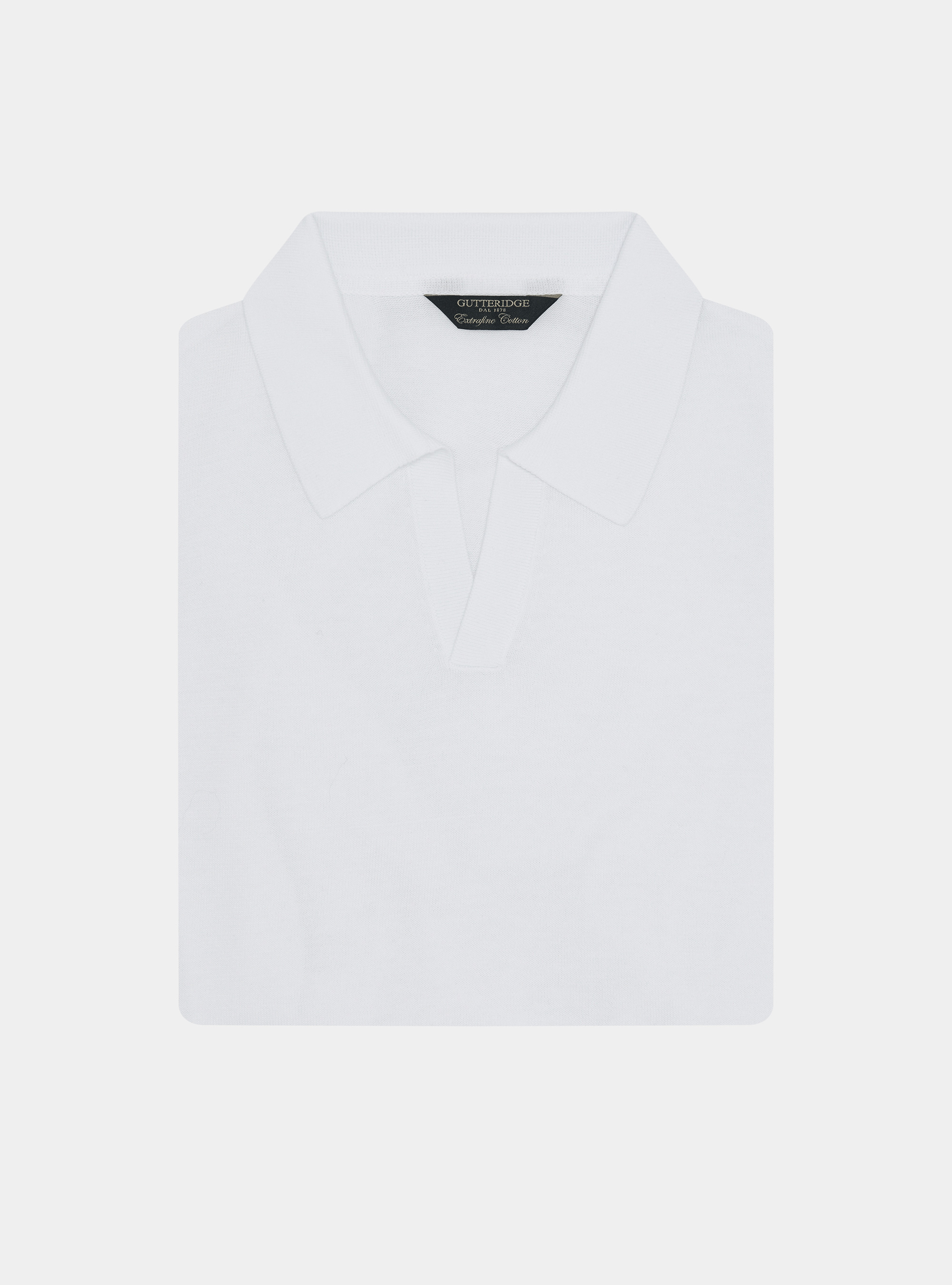 Buttonless knitted polo shirt in extra-fine cotton, WHITE