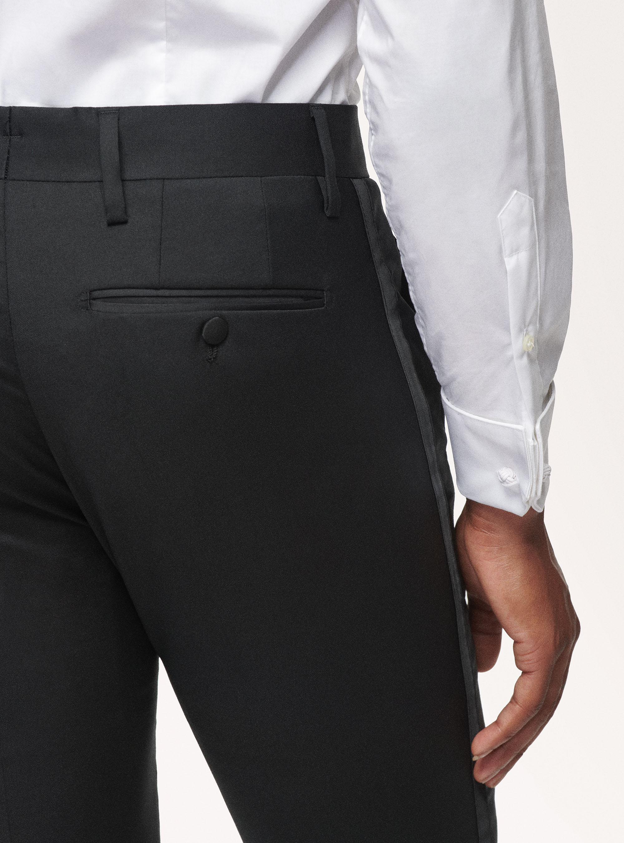 Pantalon smoking en pure laine, NOIR