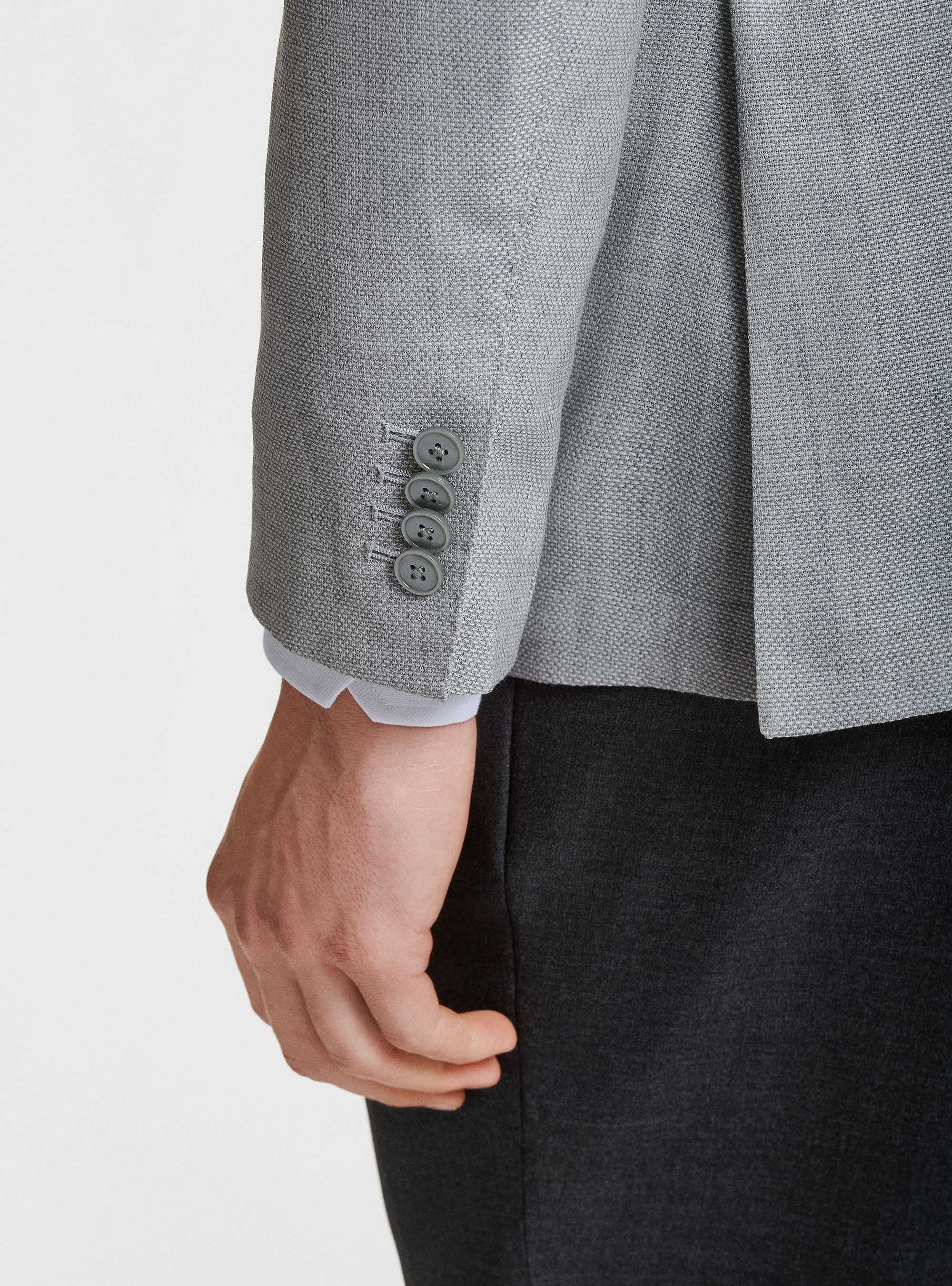 Pure wool hopsack blazer Vitale Barberis Canonico, LIGHT GREY MELANGE