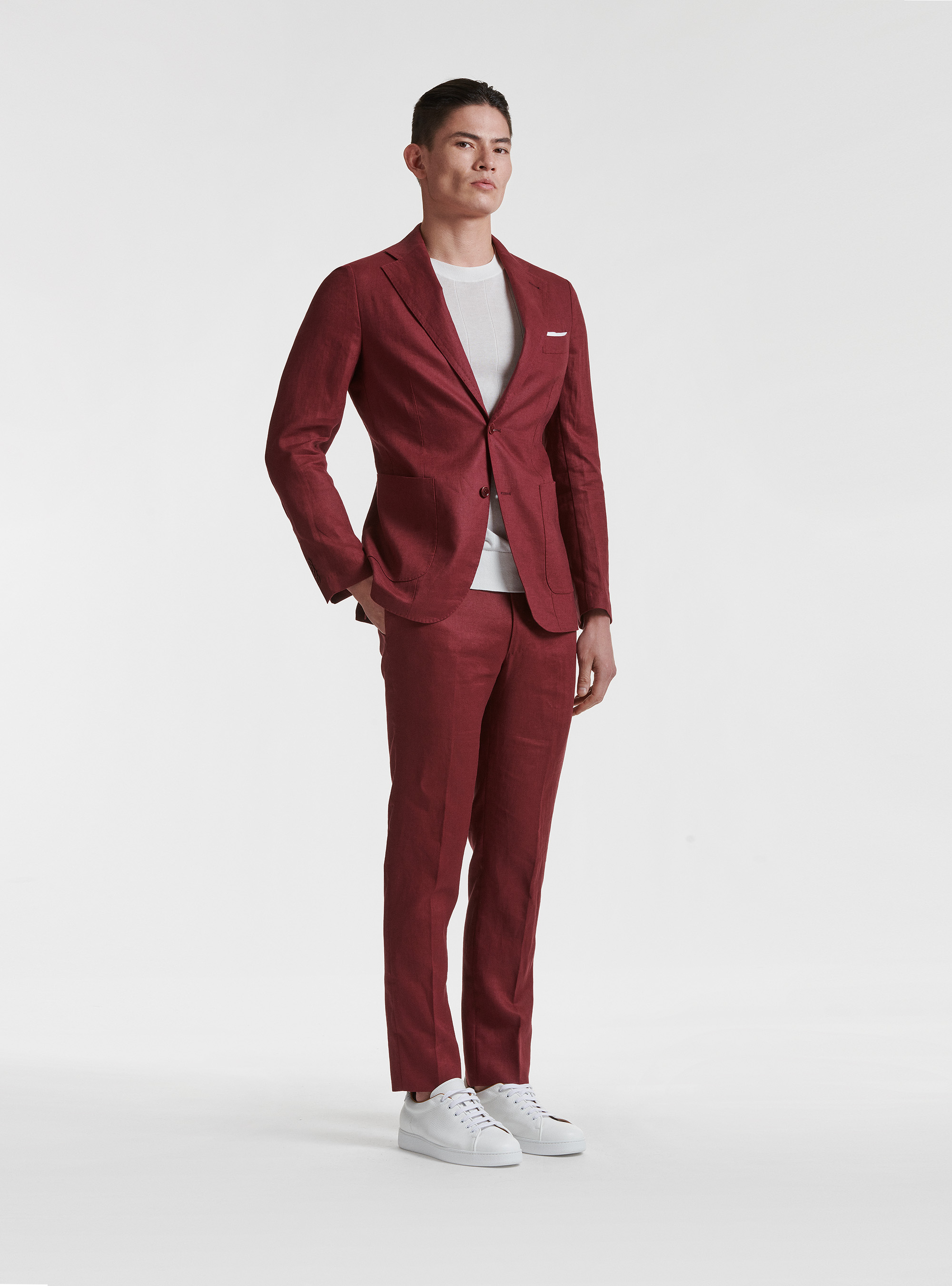 Pure linen suit blazer, BORDEAUX