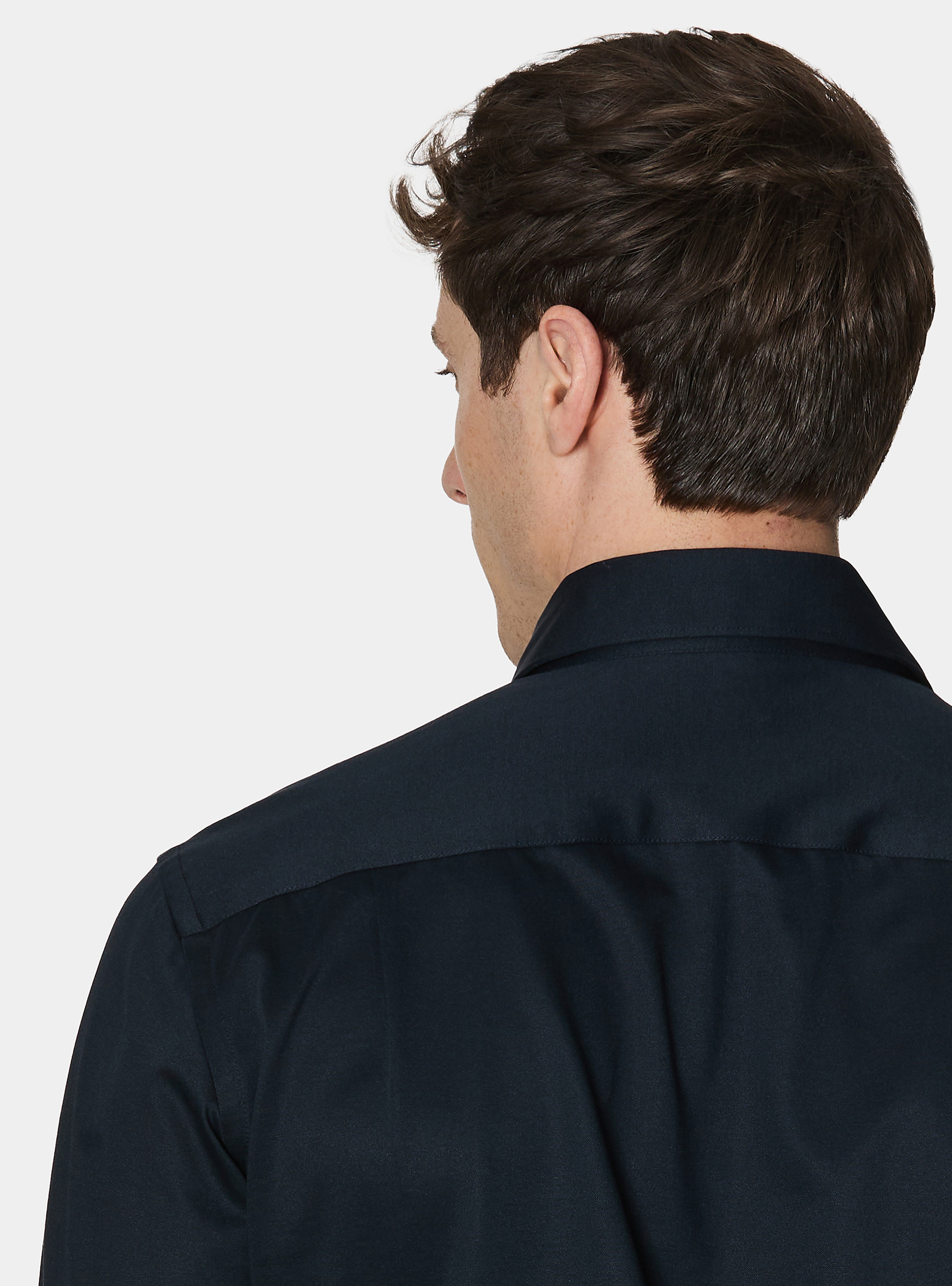 Camicia in jersey misto cotone paramontura, BLU NAVY