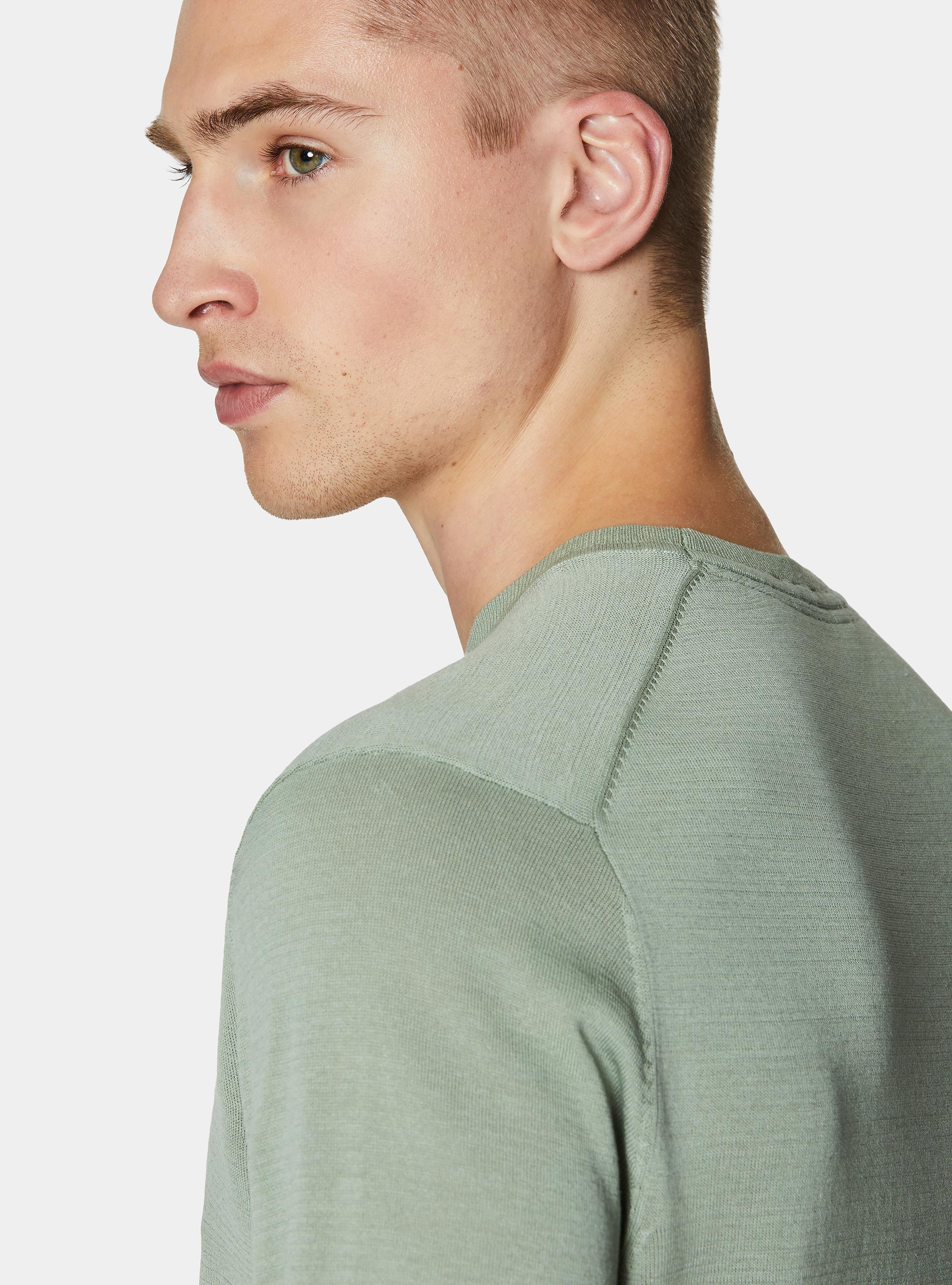 Cotton and silk crew neck sweater, SALVIA 0602C