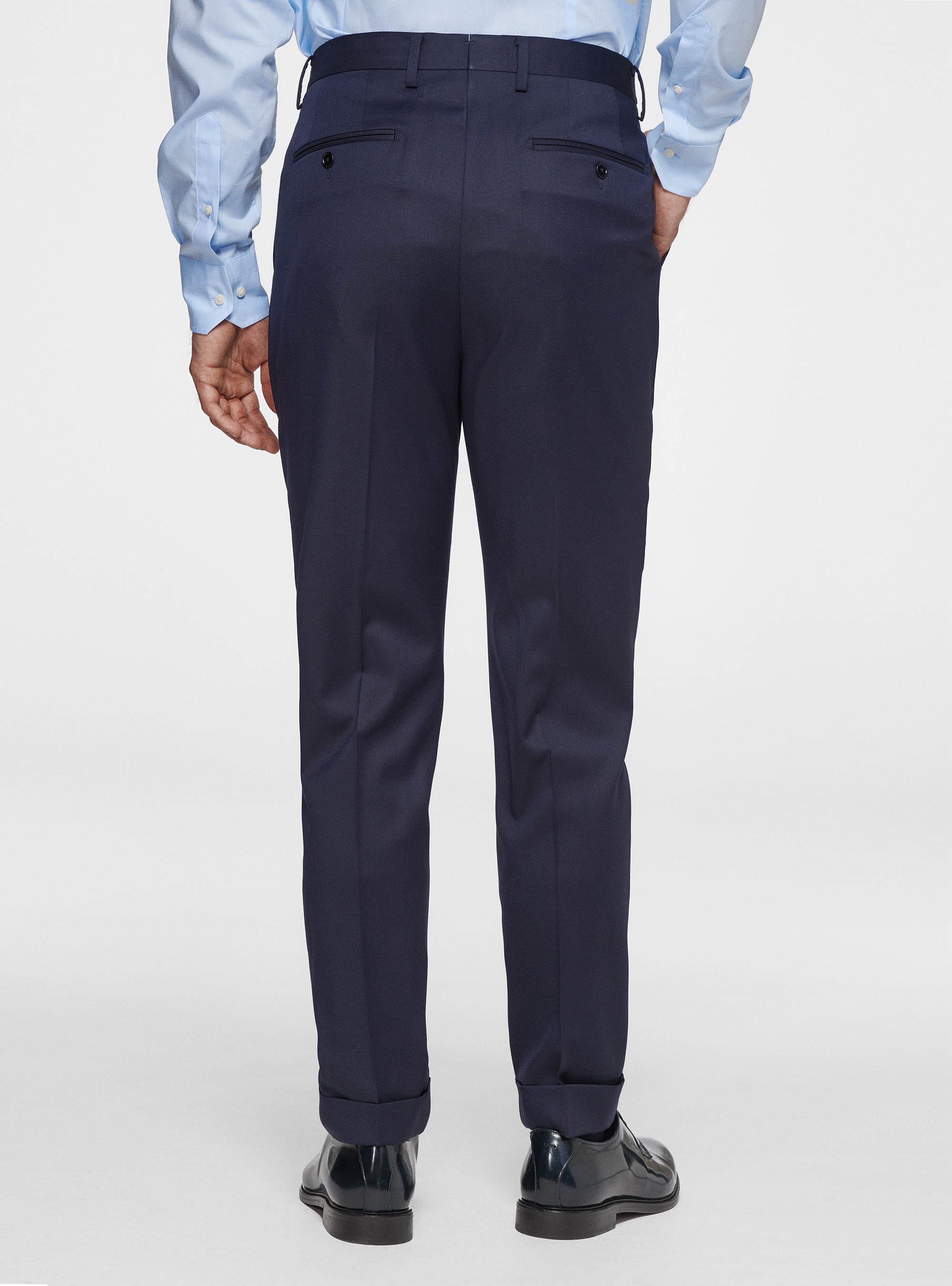 Reda pure wool double pleat trousers, NAVY BLUE