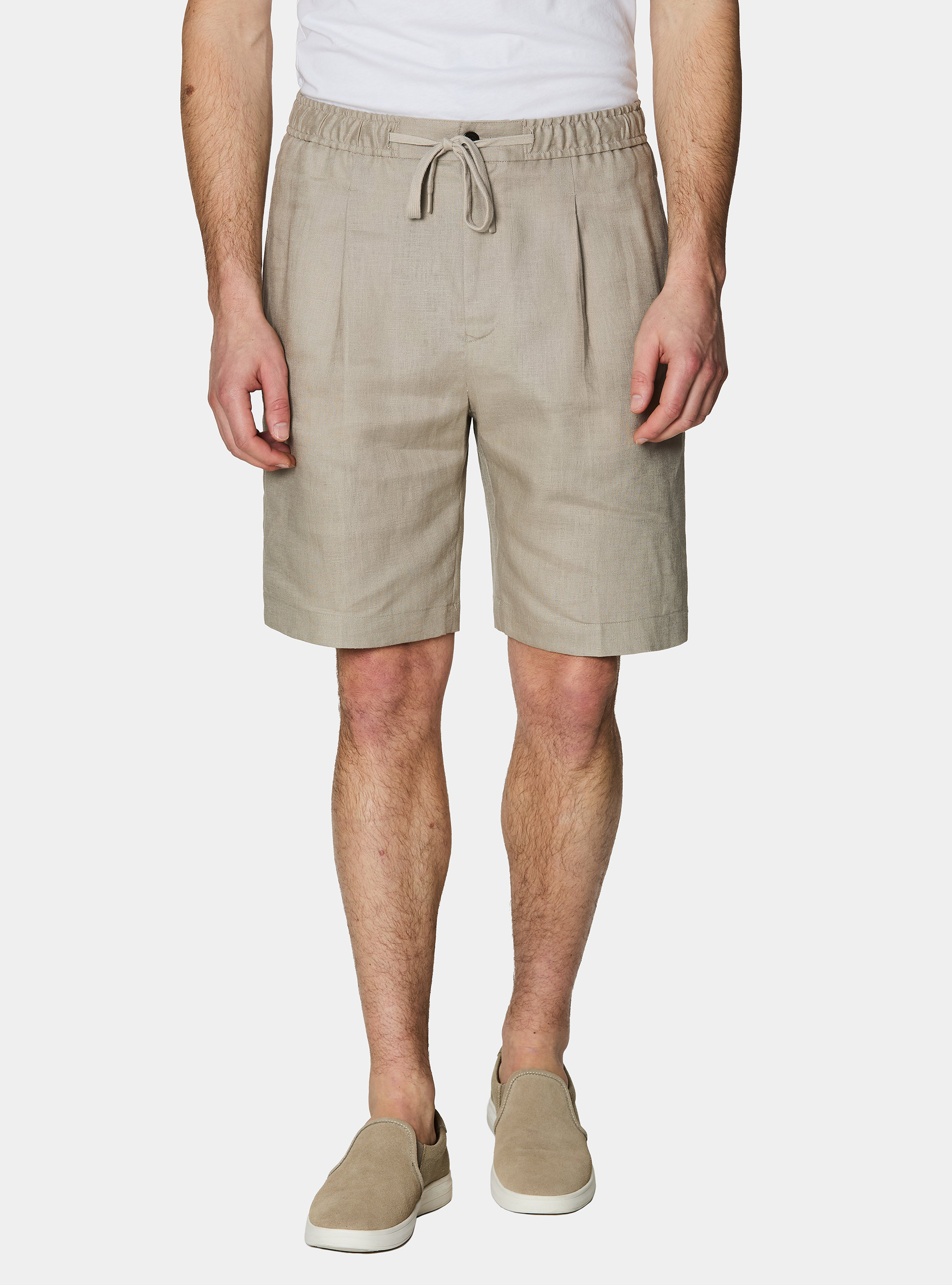 Bermudas de lino con cord&oacute;n ajustable, ARENA