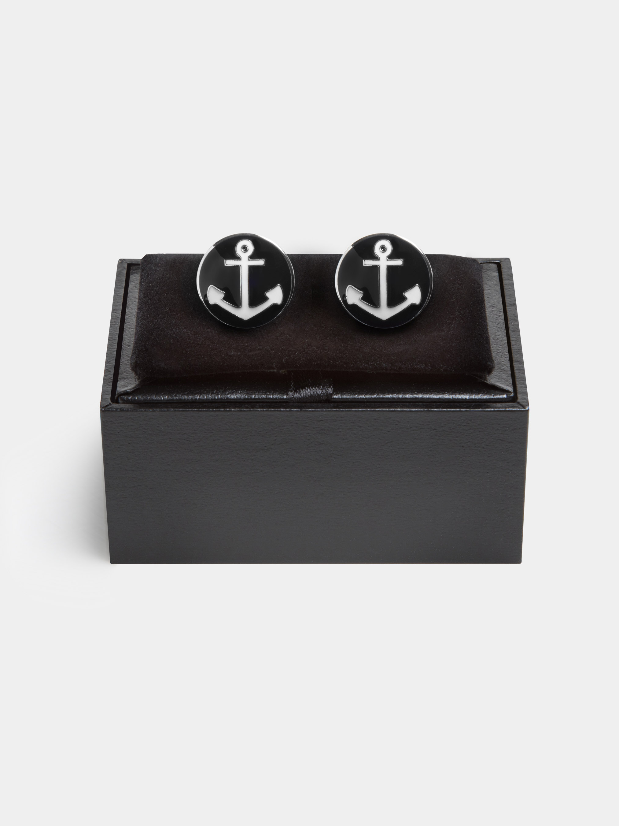 Cufflinks with anchor, BLACK