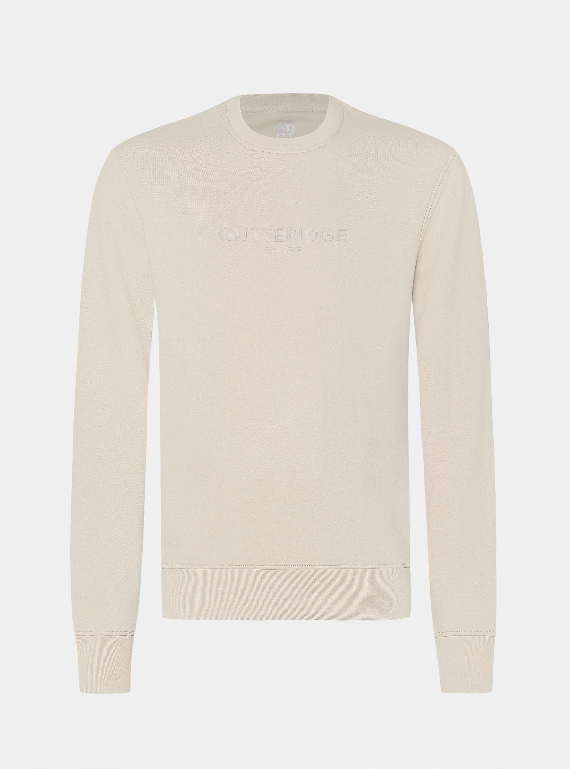 Crew-neck sweatshirt with logo, ECRU