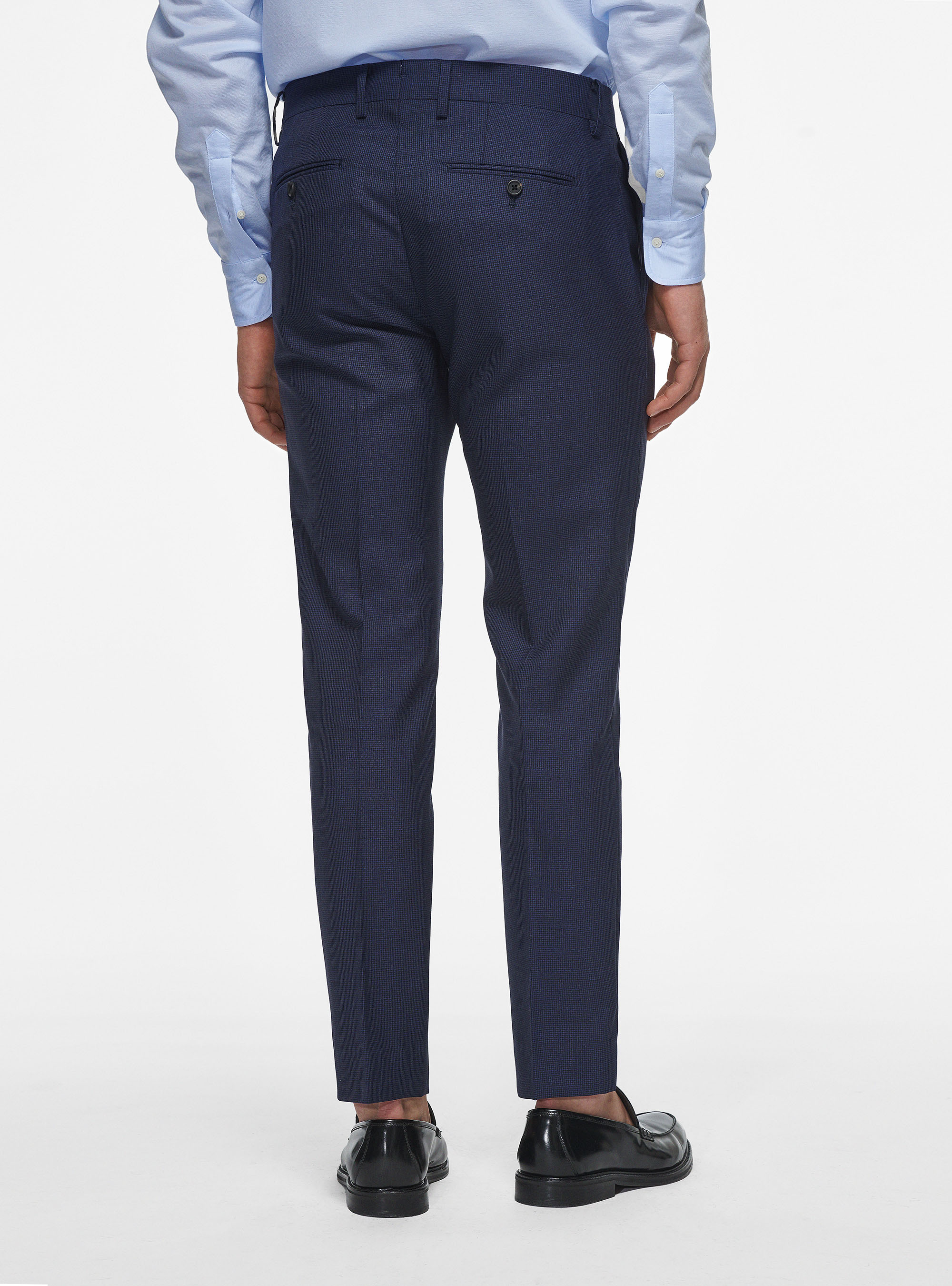 Houndstooth wool trousers, NAVY BLUE