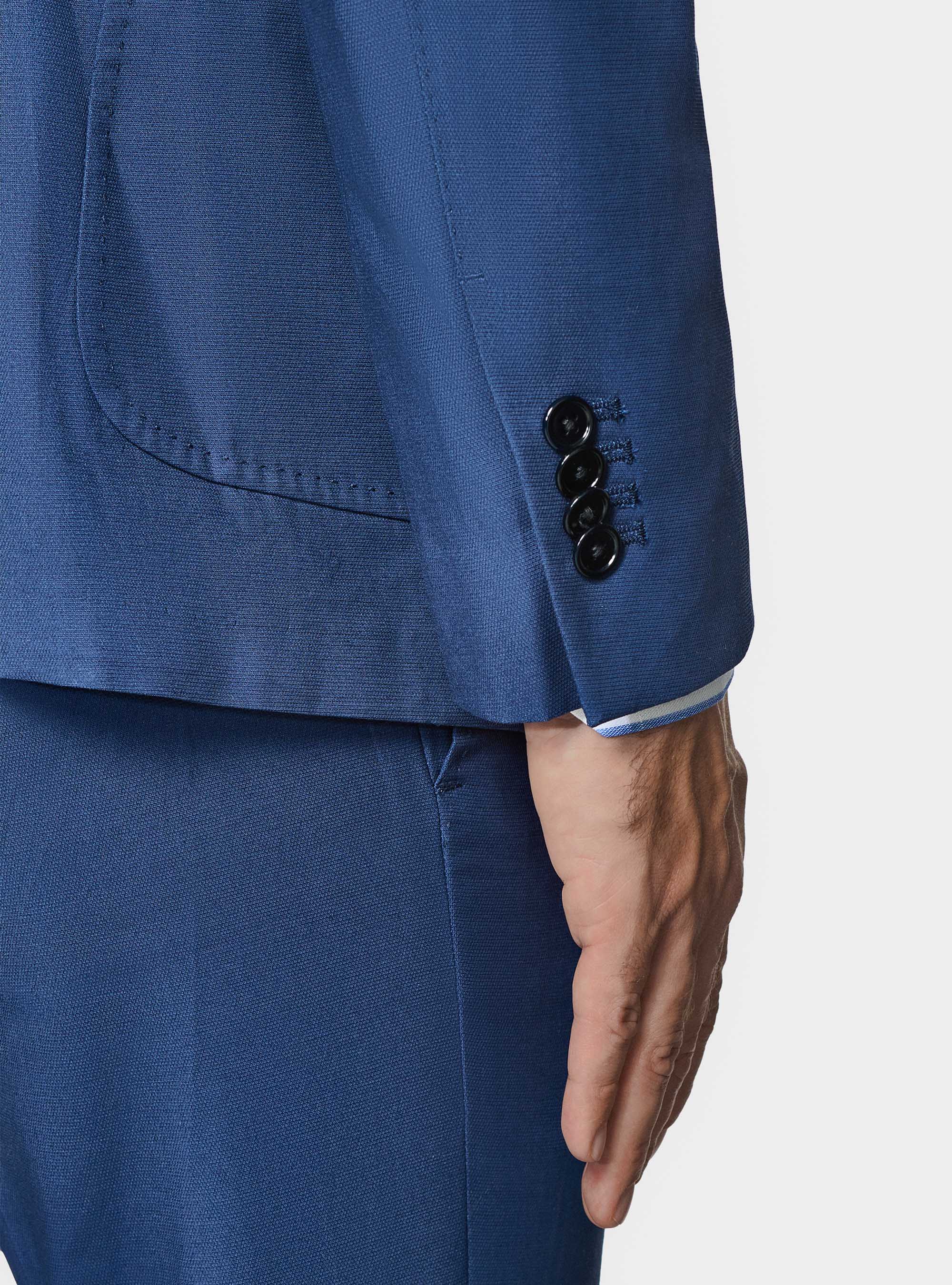 Veste de costume en coton blind&eacute;, BLEU