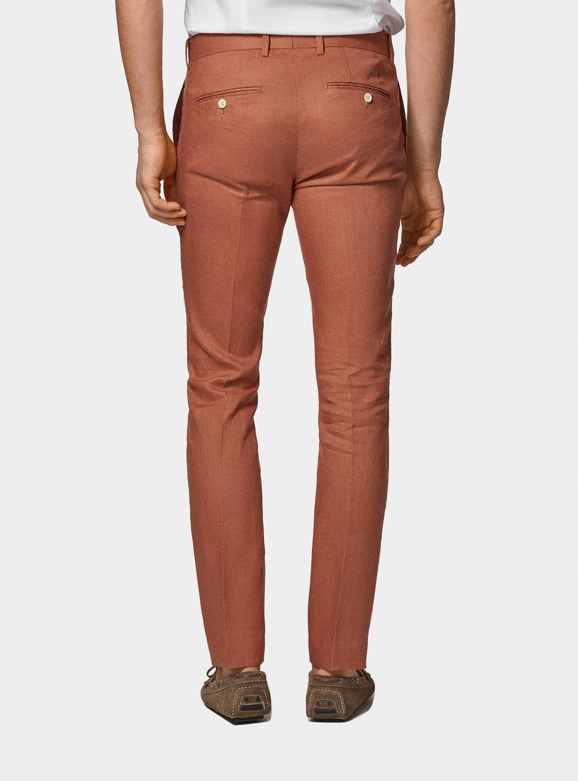 Pantaloni abito in puro lino, ROSA SALMONE 0468C
