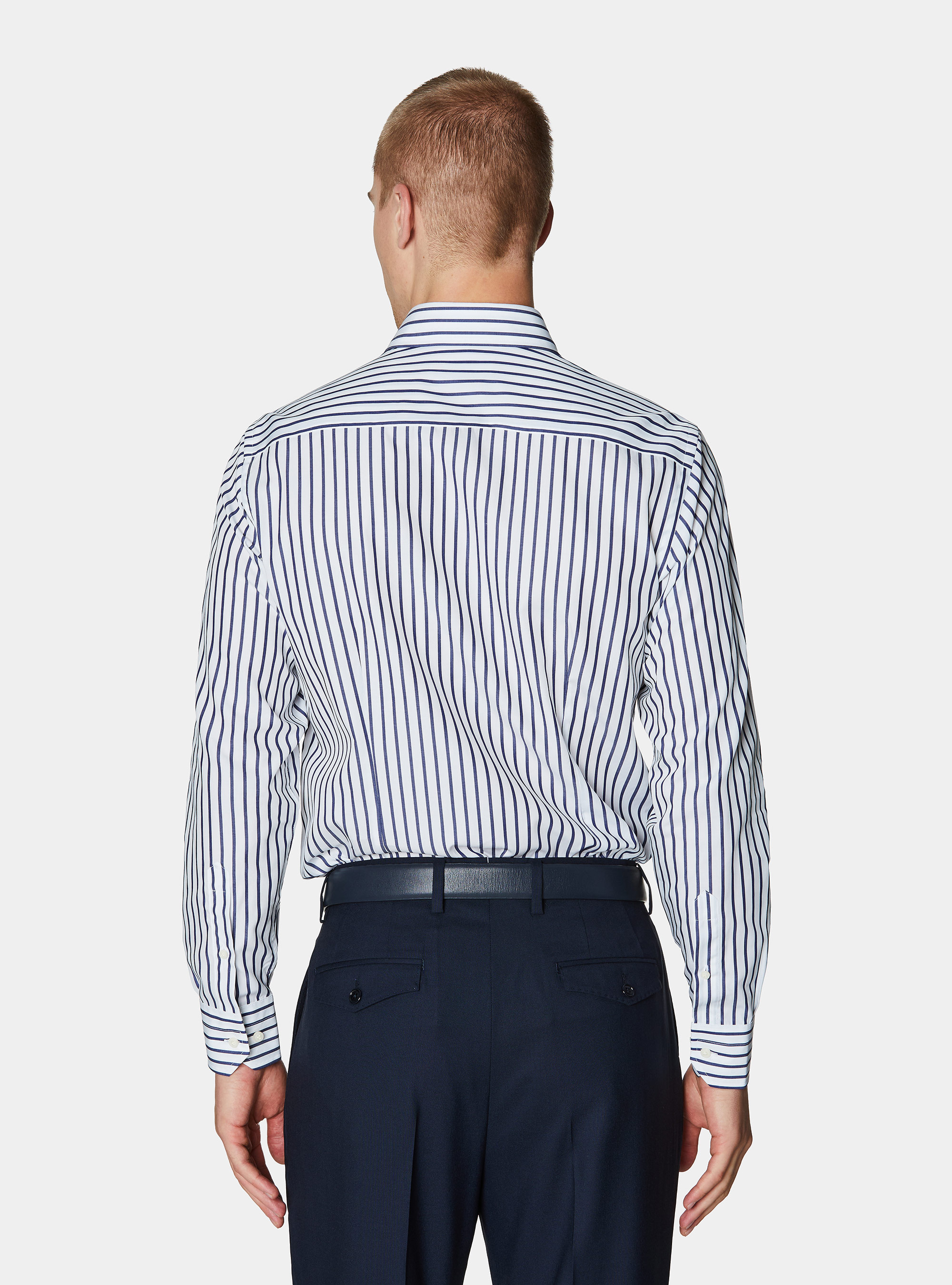Striped cotton poplin shirt, WHITE