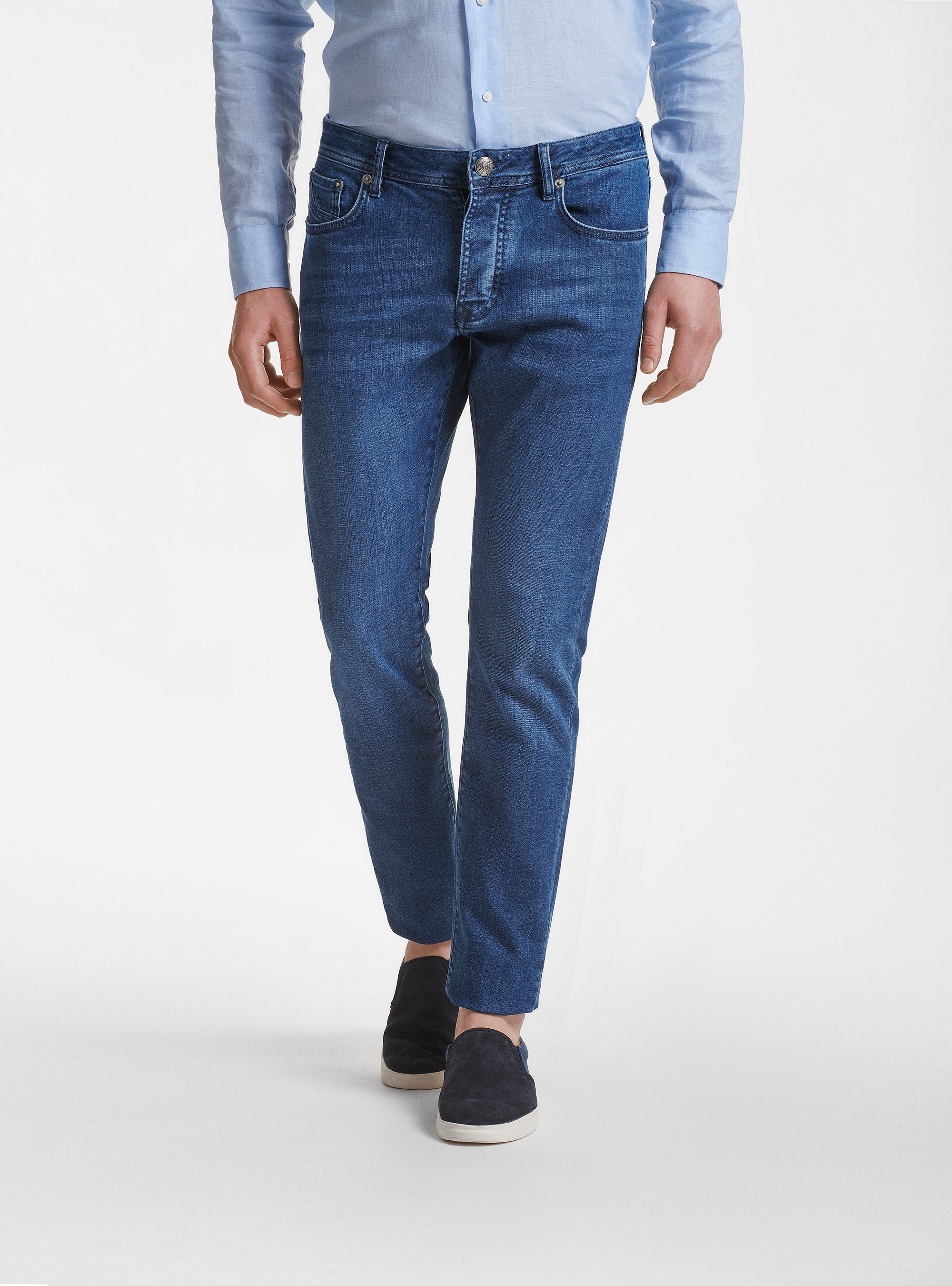 Jeans colorati tinto filo, BLU
