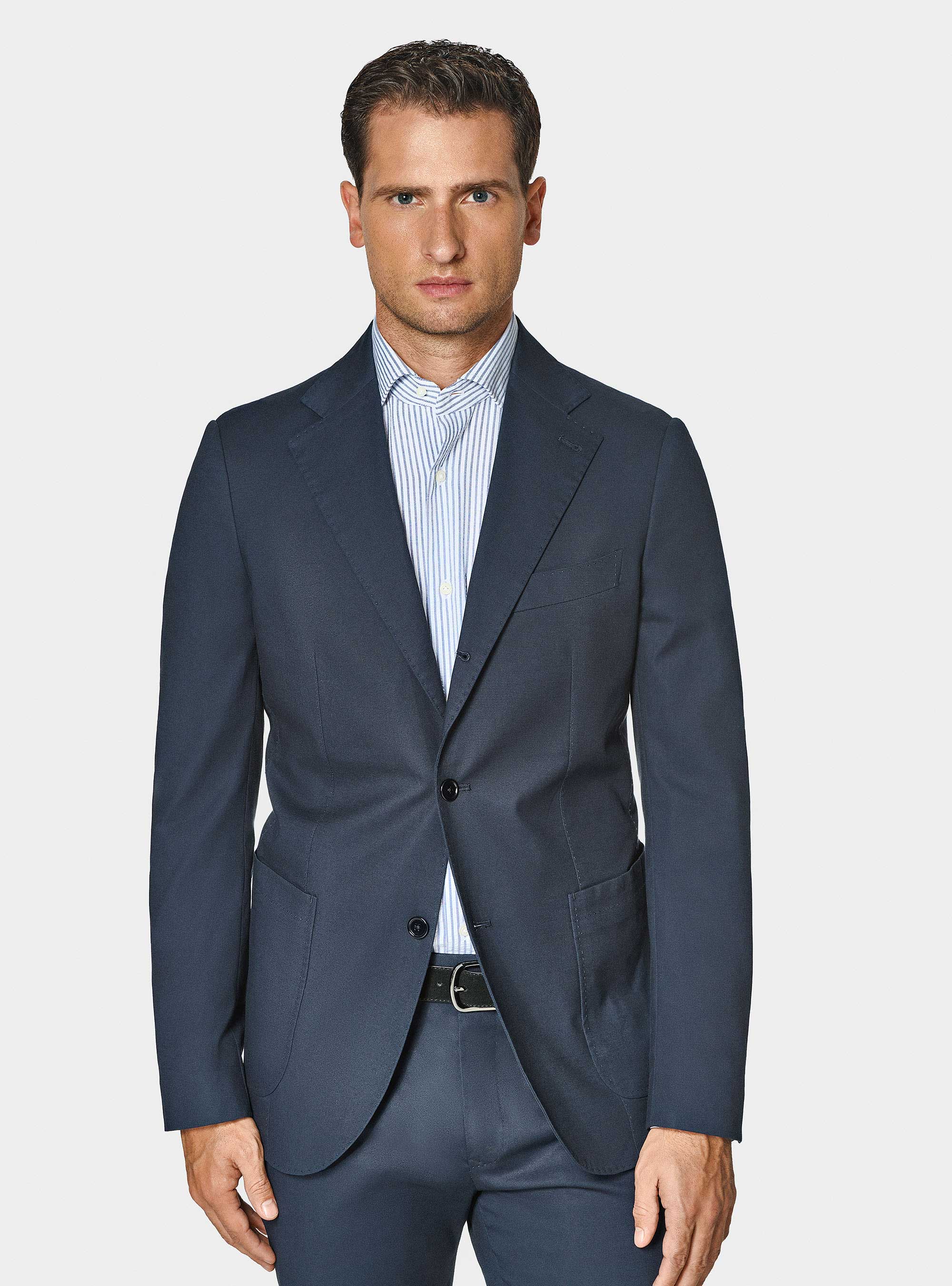 Giacca abito in cotone armaturato, BLU NAVY
