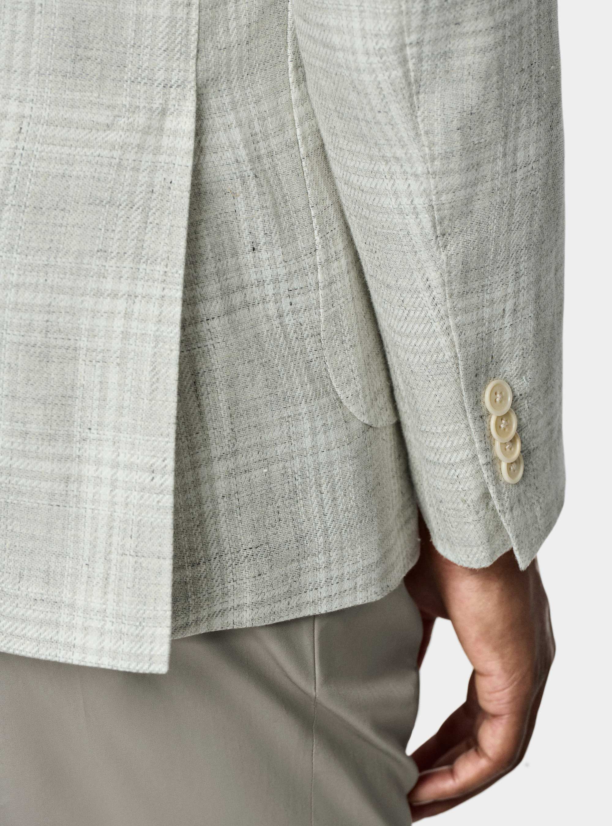 Linen-blend patterned blazer, GRIGIO MELANGE 0151C