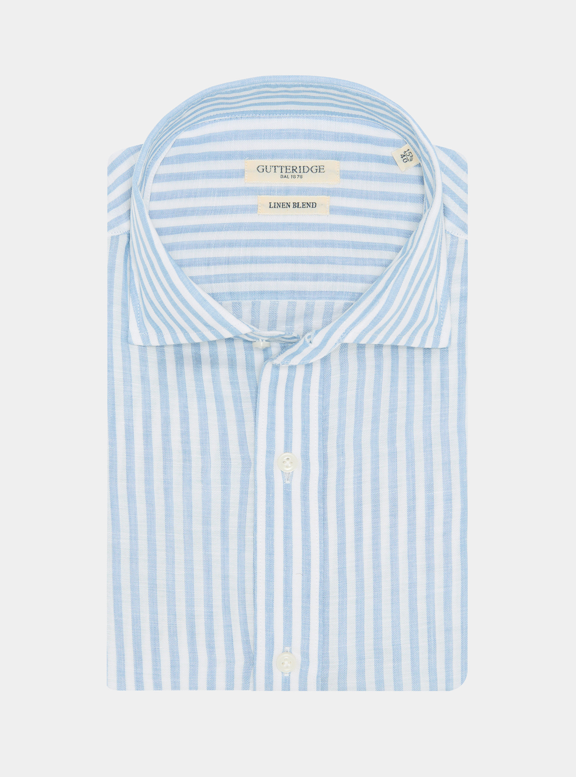 Gestreiftes Hemd aus einer Leinenmischung, AZZURRO 0276C