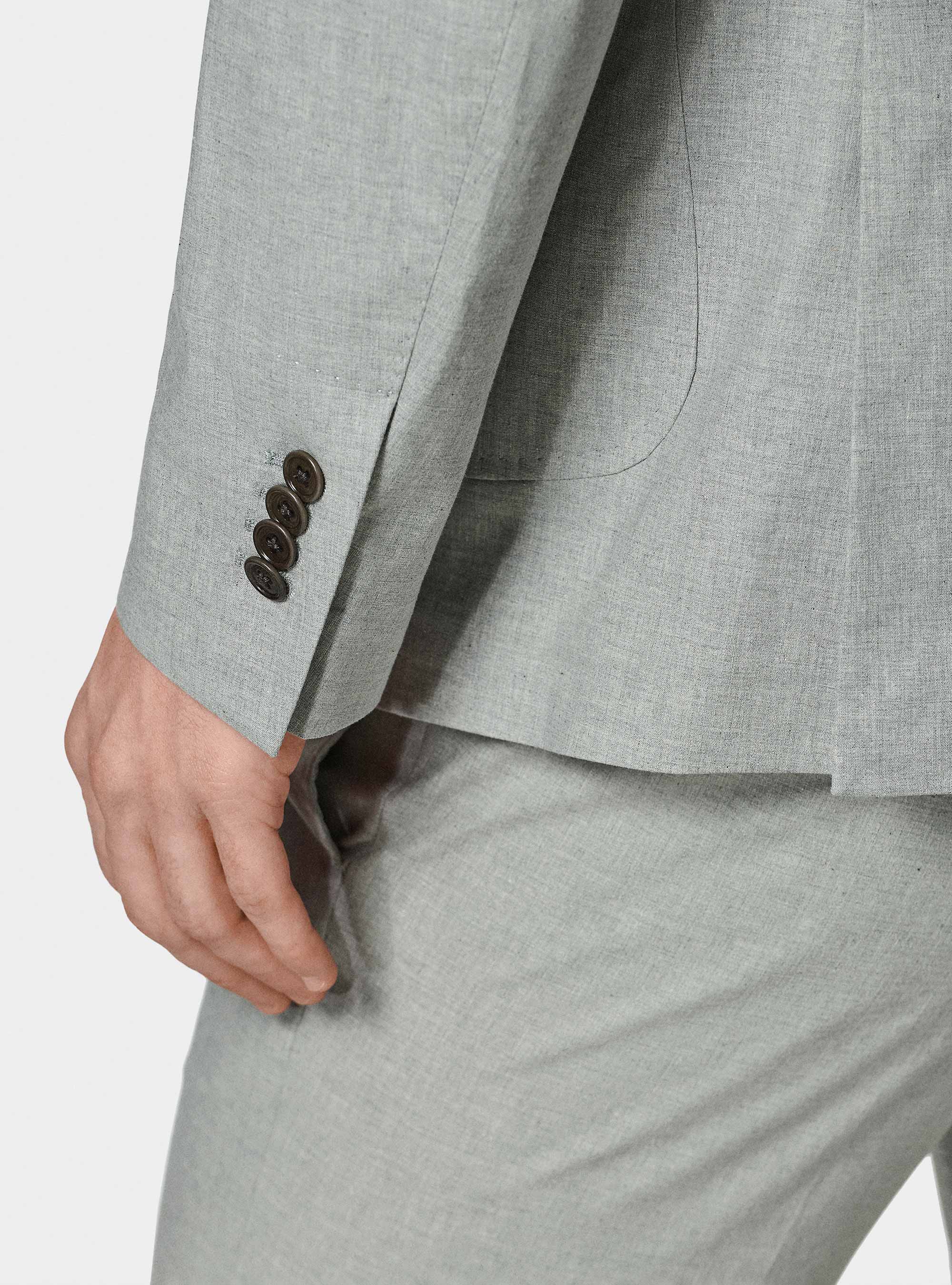 Grey stretch cotton suit blazer, GRIGIO MELANGE 0151C