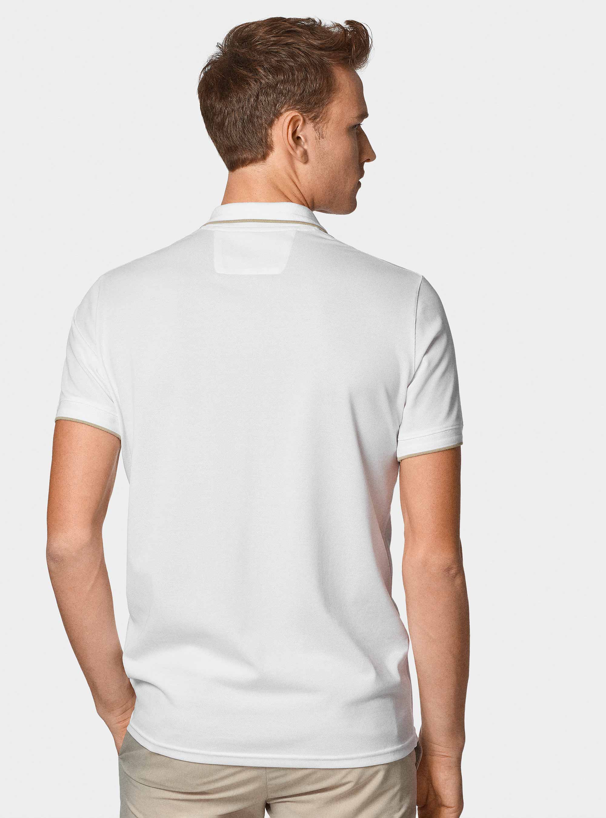 Polo GT01 senza bottoni in piquet stretch, BIANCO