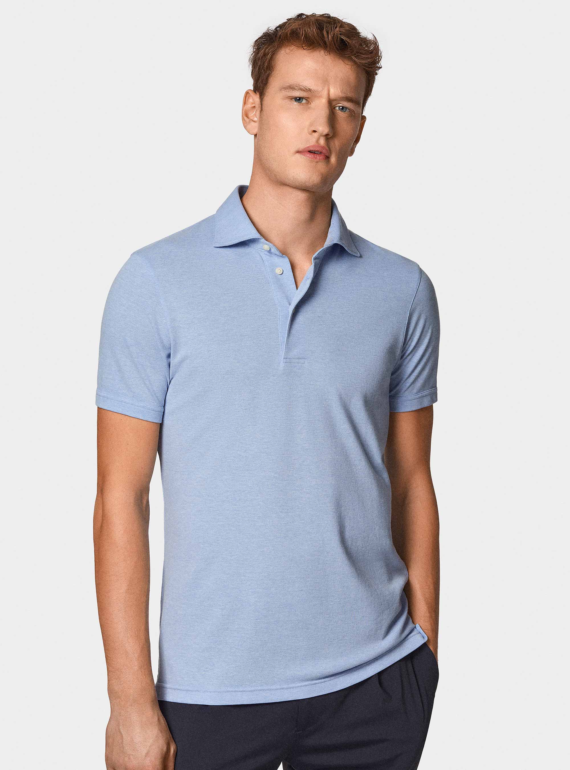 GT01 stretch pique polo shirt, LIGHT BLUE
