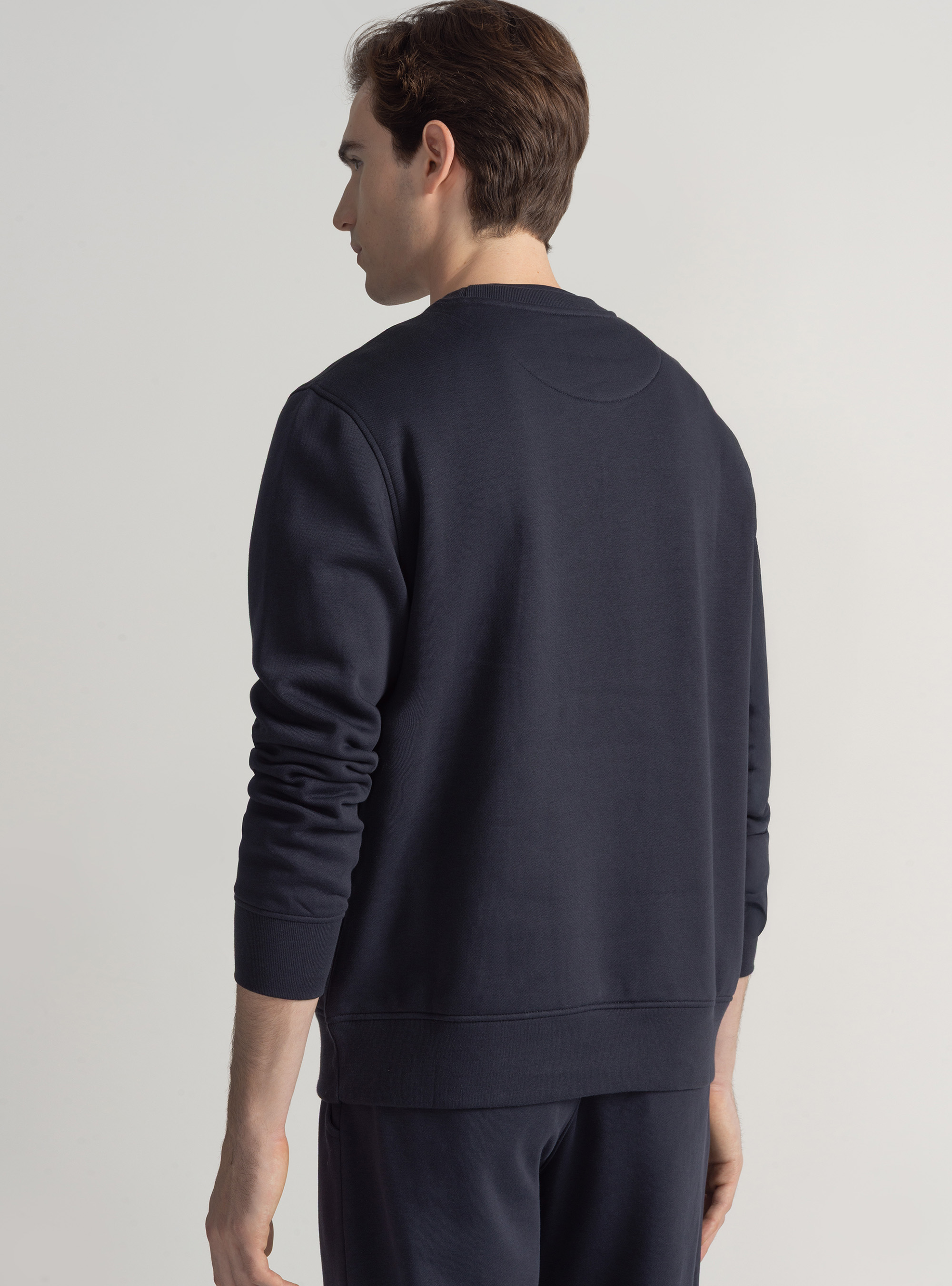 Crew-neck sweatshirt with logo, NAVY BLUE