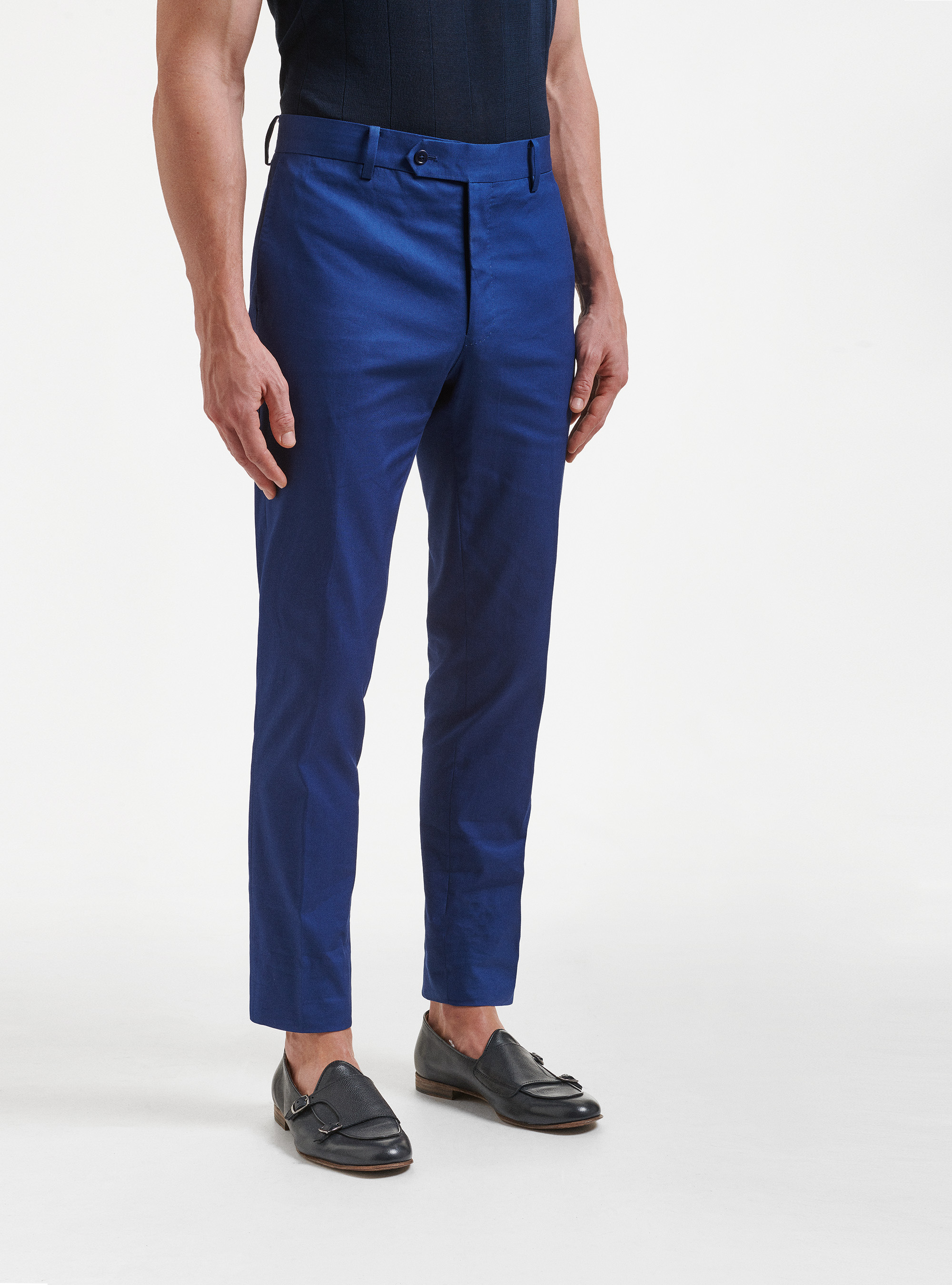 Pantalones de traje blindados de algod&oacute;n, AZUL MEDIO