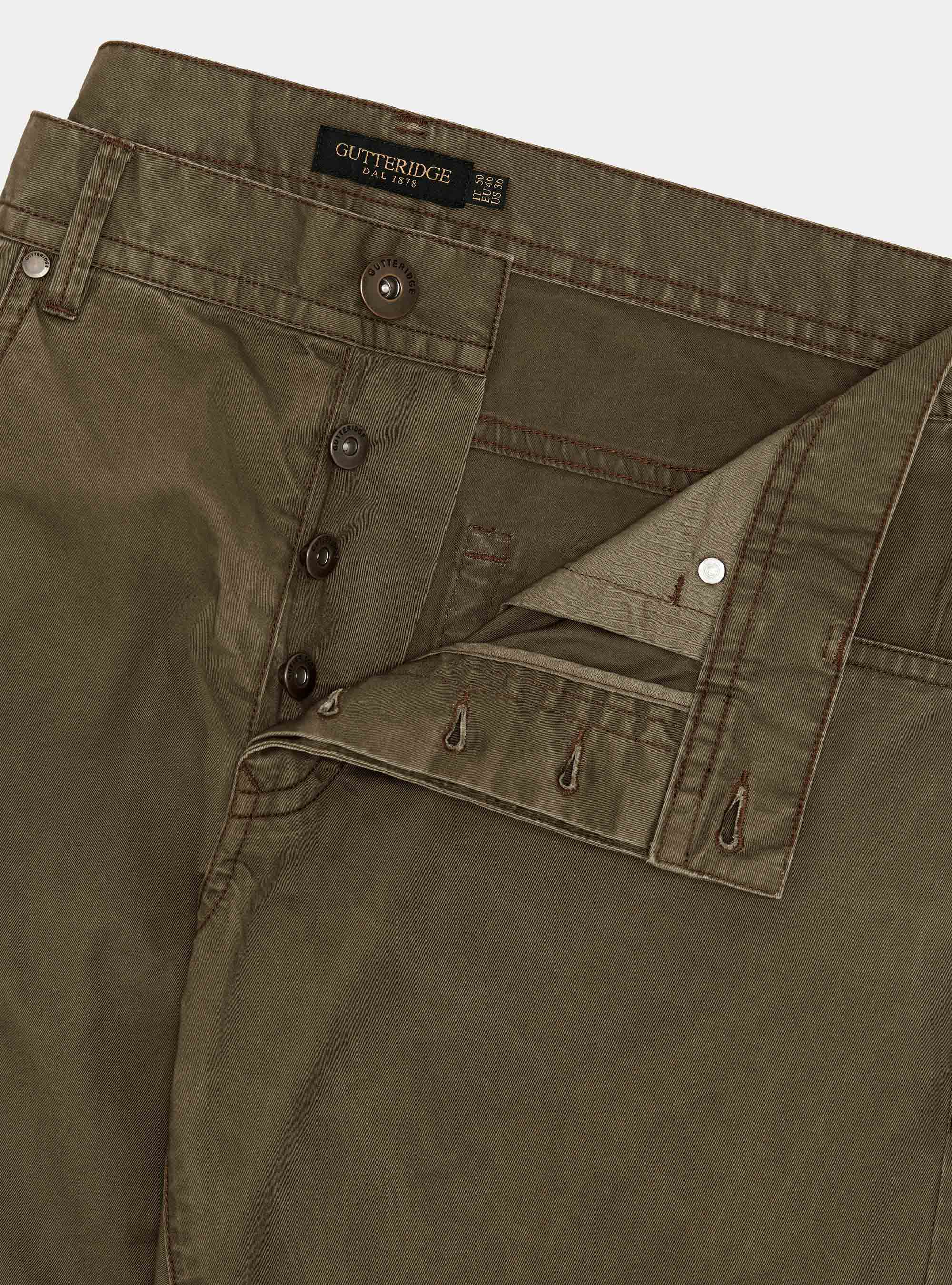 Slim Fit Hose aus Baumwolle, OLIVA 0614C