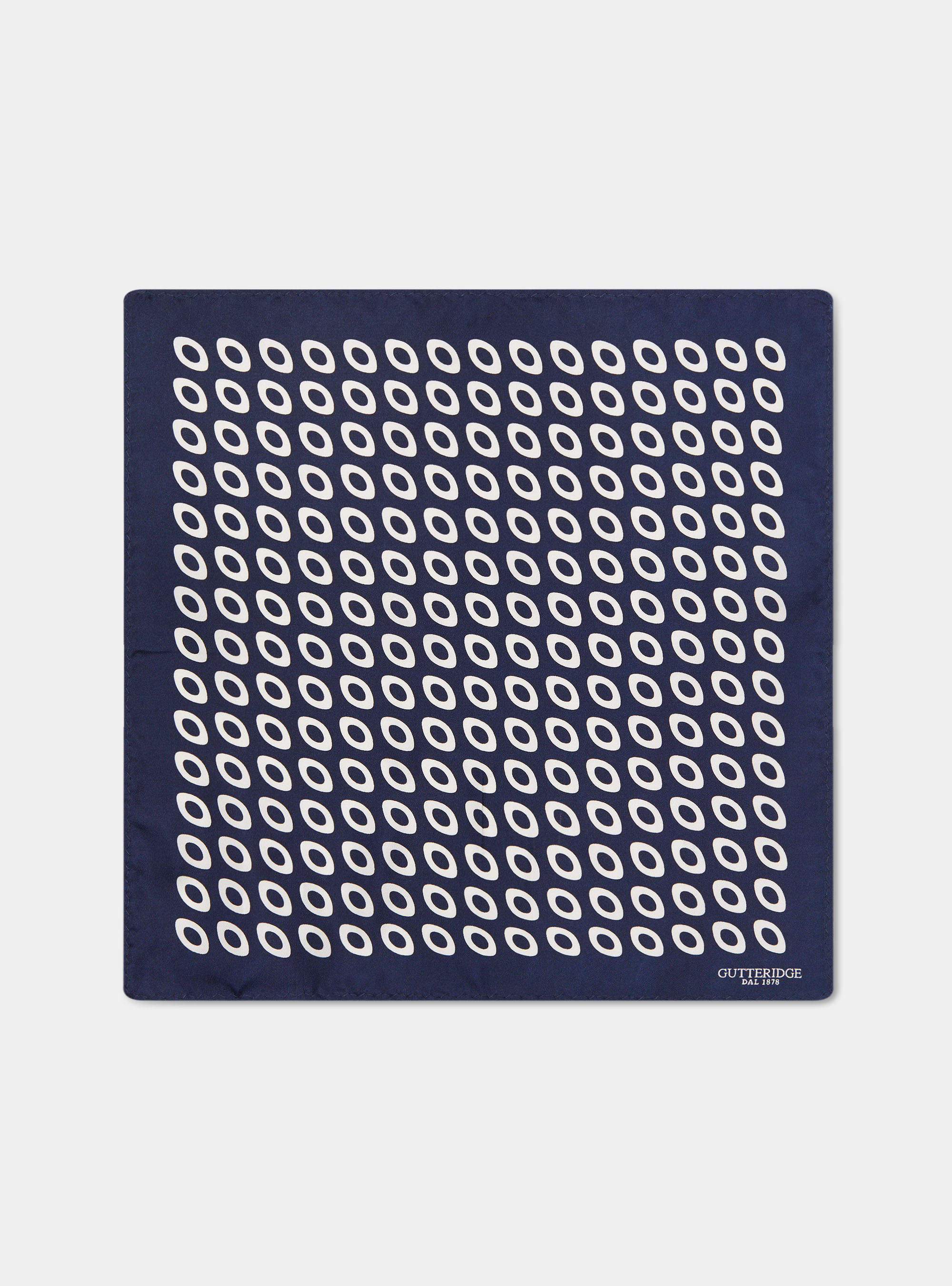 Printed silk optical pocket square, NAVY BLUE
