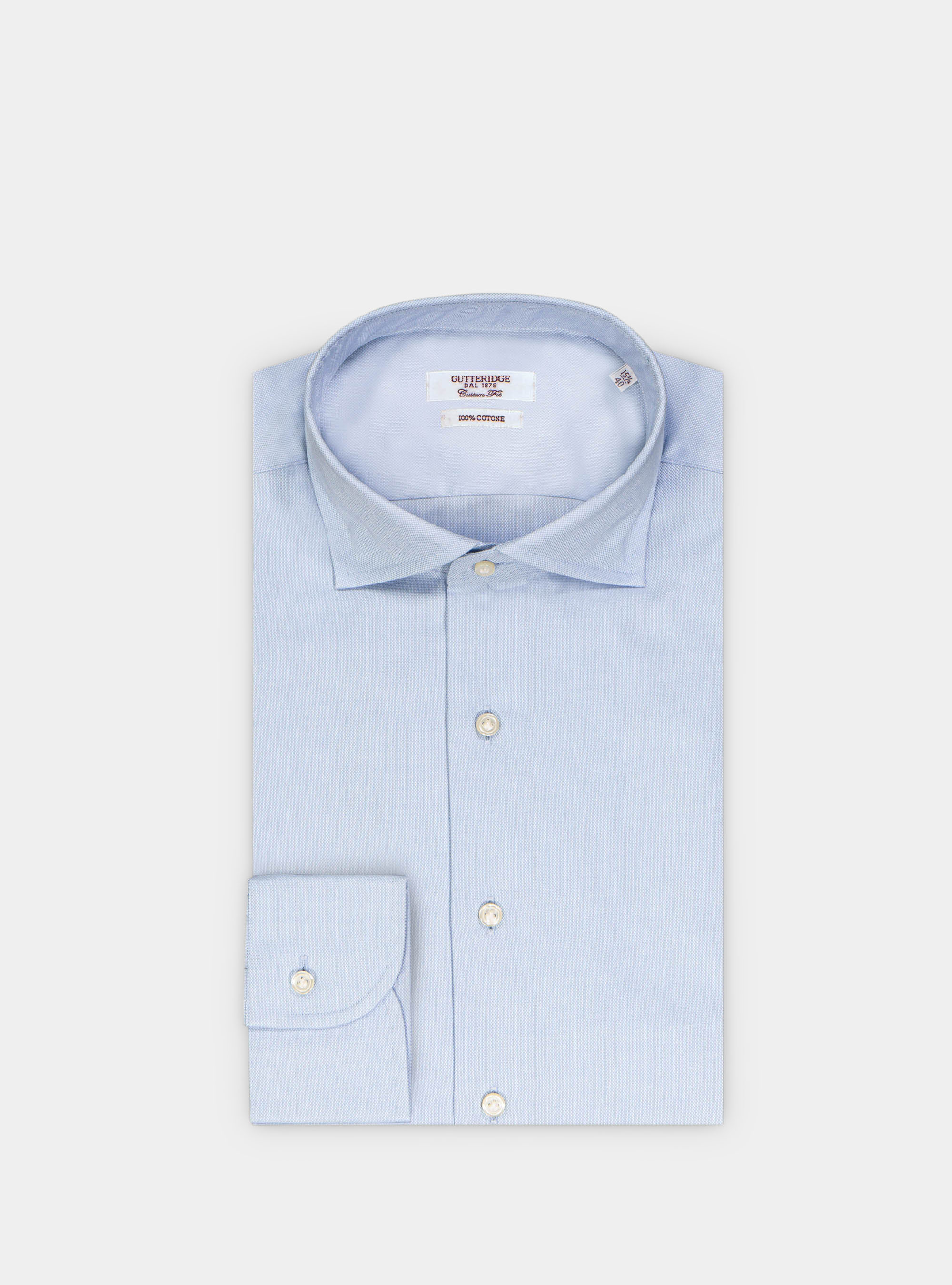 Camicia custom in cotone armaturato, AZZURRO